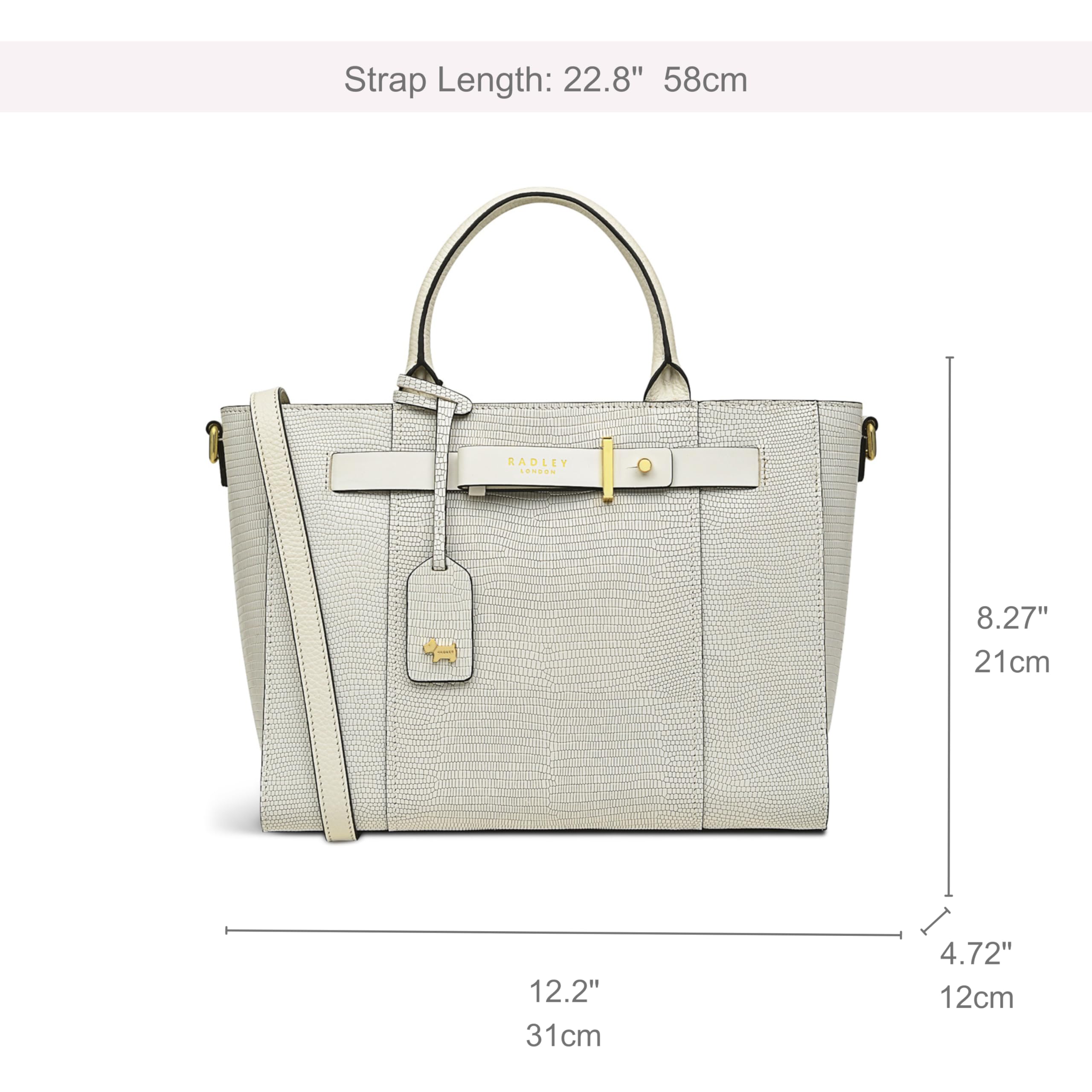 RADLEY London Islington Way Faux Lizard Medium Satchel Bag for Women - Genuine Leather Crossbody Purse with Adjustable Strap, Perfect for Work, Travel & Everyday Use