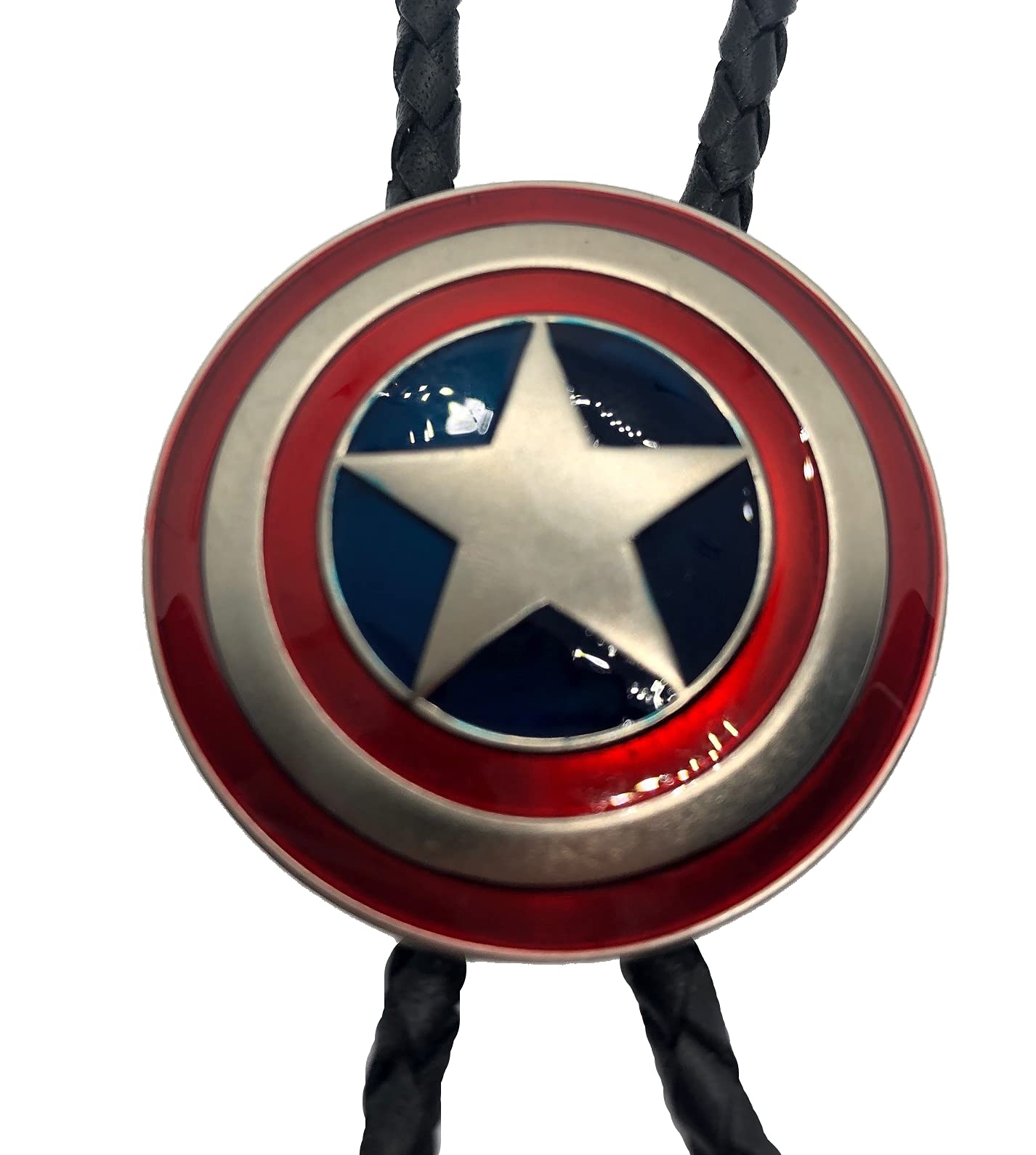 Captain America Bolo Tie - Marvel Superhero Western Neckwear for Men - Perfect for Cosplay, Comic Con, and Western Themed Events