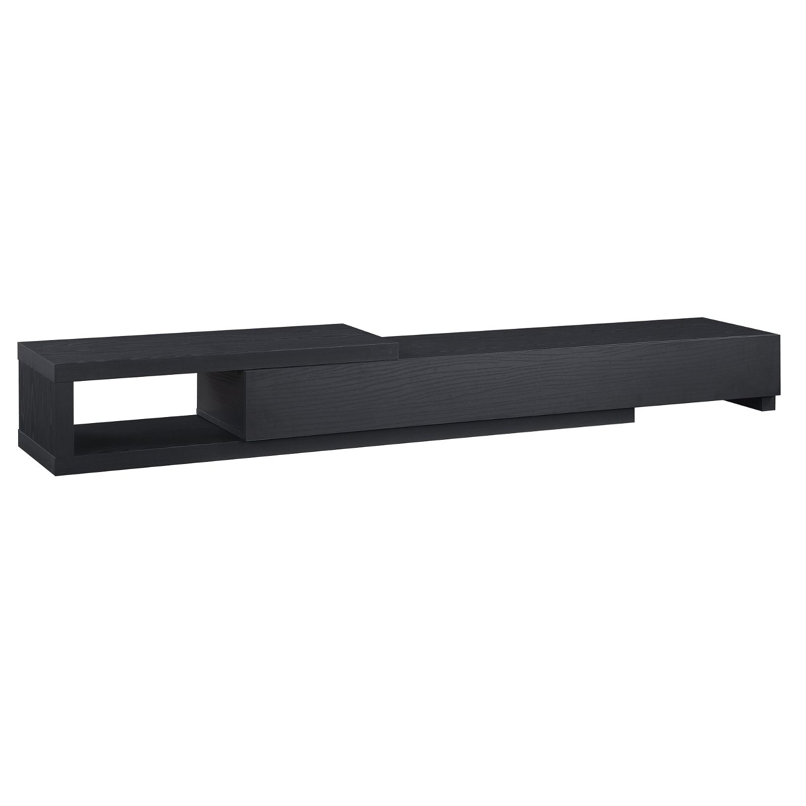 Criterion Durham Extendable TV Stand 260cm - Modern Lowline TV Unit in Black Oak for Living Room & Home Theater Setup