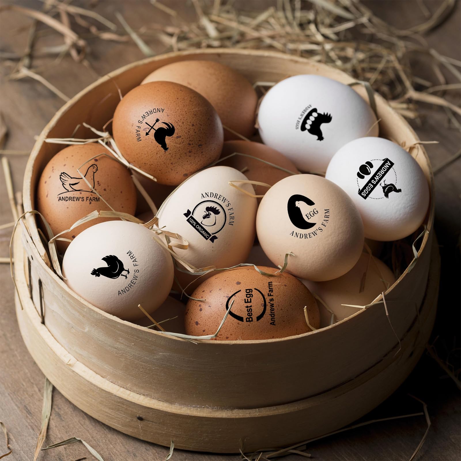 Custom Egg Stamp for Fresh Eggs - Personalized Chicken & Duck Egg Stamps with Logo/Name - Includes Ink Pad - 1.0