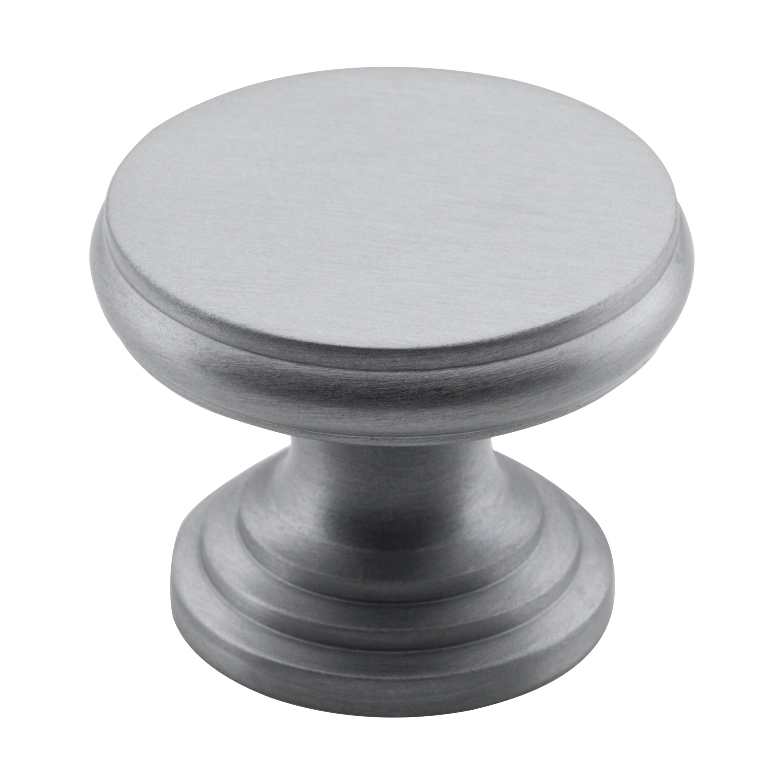 3049 Flat Satin Chrome Cupboard Knob - 32mm Diameter x 23mm Projection - Durable Cabinet Hardware for Kitchen, Bathroom & Furniture (Pack of 10) - Perfect for Modern Home Renovation & DIY Projects