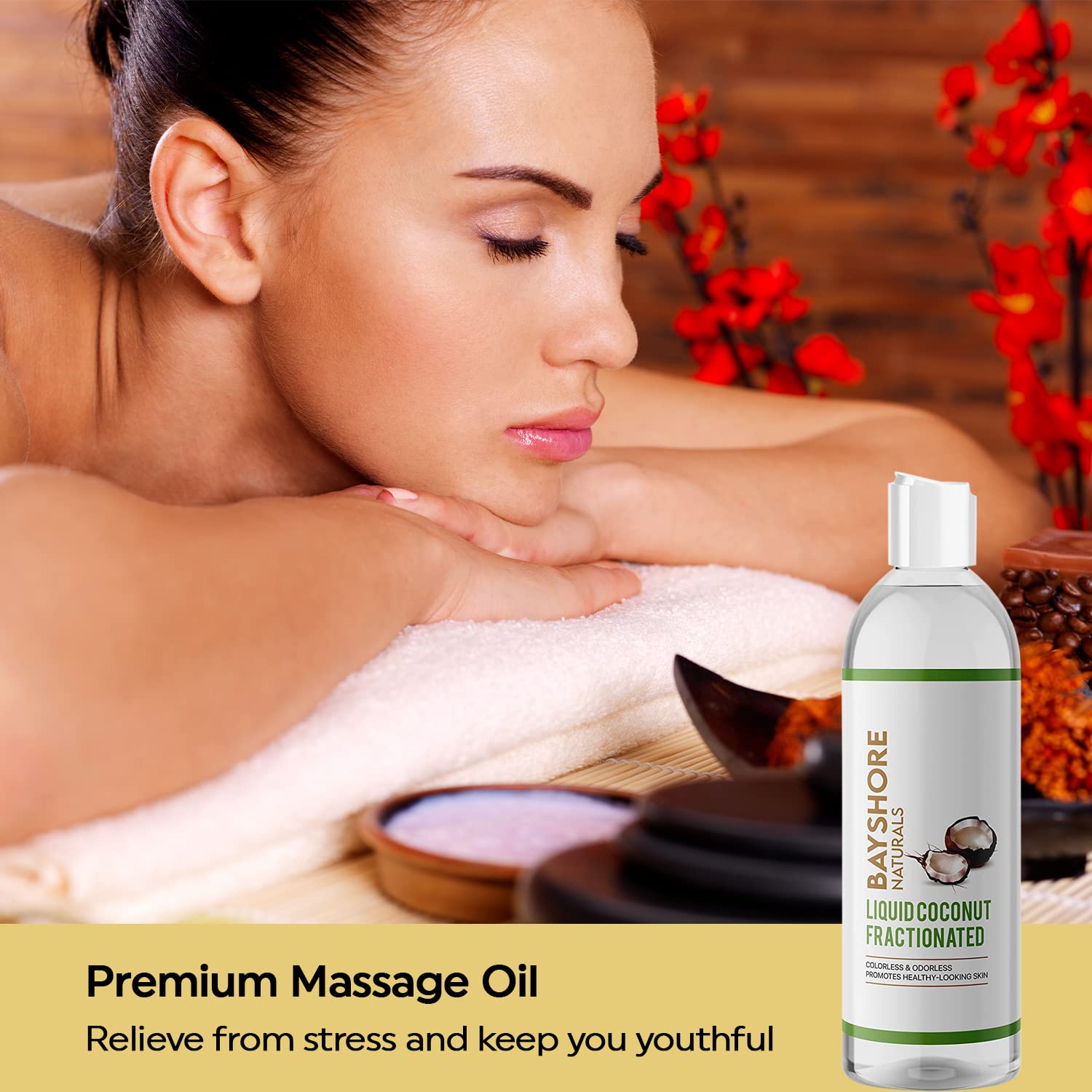**Organic Fractionated Coconut Oil - 16 Fl Oz | Pure Carrier Oil for Essential Oils, Hair & Skin Care | Moisturizing Massage & Aromatherapy Oil for Relaxation & Spa Use**