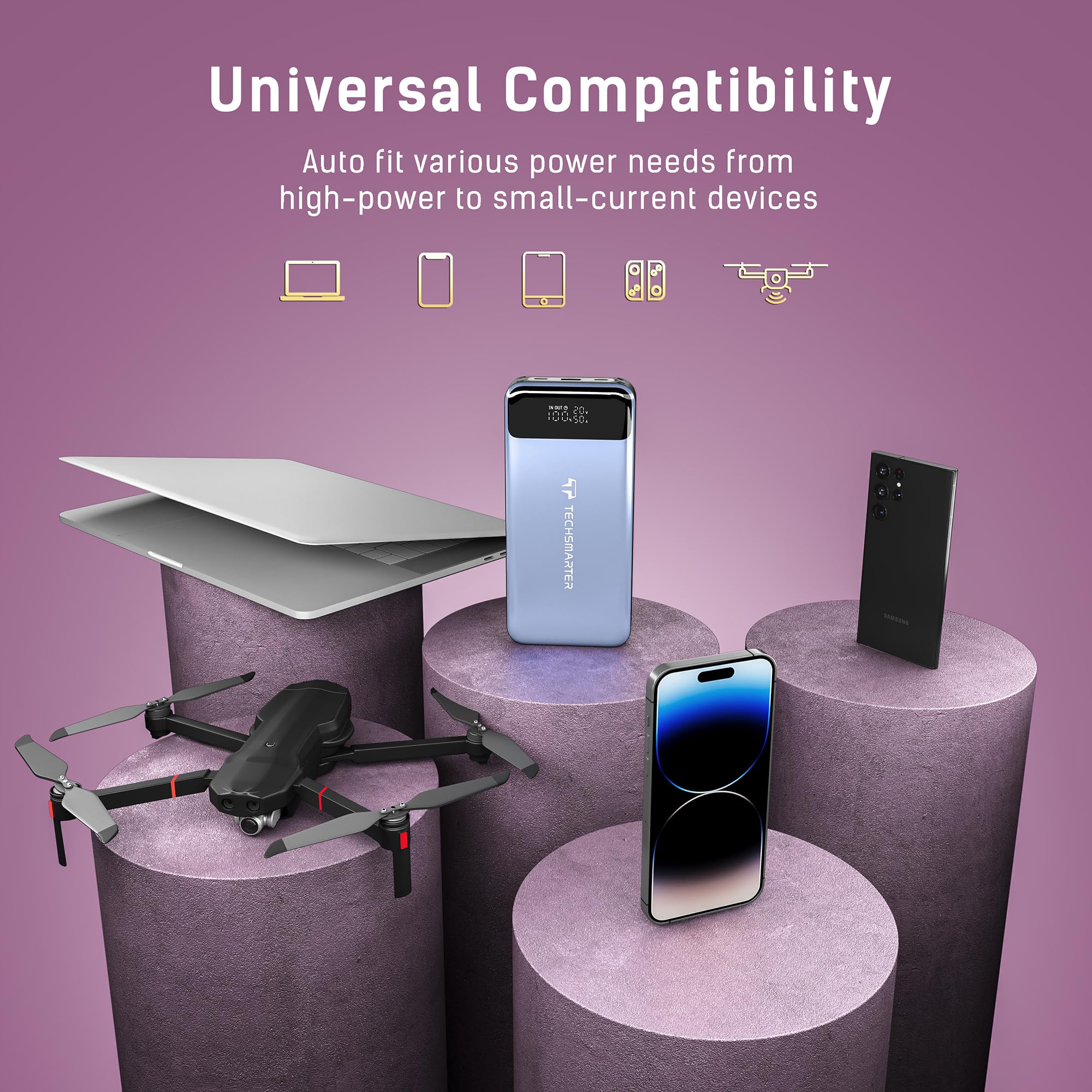130W 30,000mAh Super Fast Charging Power Bank - Portable Laptop Battery Pack for iPhone 15/14, Galaxy S24/S23, iPad Pro, MacBook Pro, Chromebook, Steam Deck, Dell & HP | Perfect for Travel, Work & Gaming