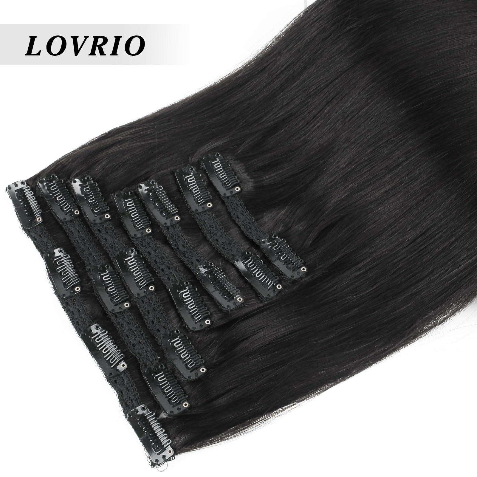 Premium 9A Grade Jet Black Virgin Human Hair Extensions - 18 Inch Clip-In 7-Piece Set (120g, 18 Clips) for Thick & Full Volume - Perfect for Styling, Parties & Everyday Glam