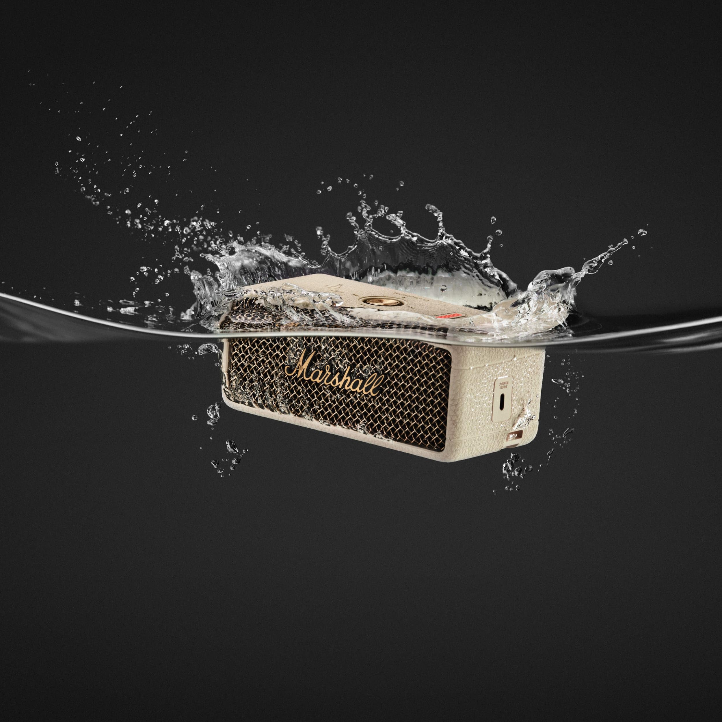 Marshall Emberton III Portable Bluetooth Speaker - Wireless Outdoor Speaker with 20+ Hours Playtime, IPX7 Waterproof, Compact Travel Speaker for Beach, Camping & Home Use (Cream)
