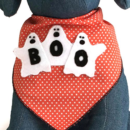 4 Pack Halloween Dog Bandanas with Designer Appliques for Medium to Large Dogs - 100% Cotton Pet Bandanas for Costume Parties, Trick or Treat & Holiday Photos