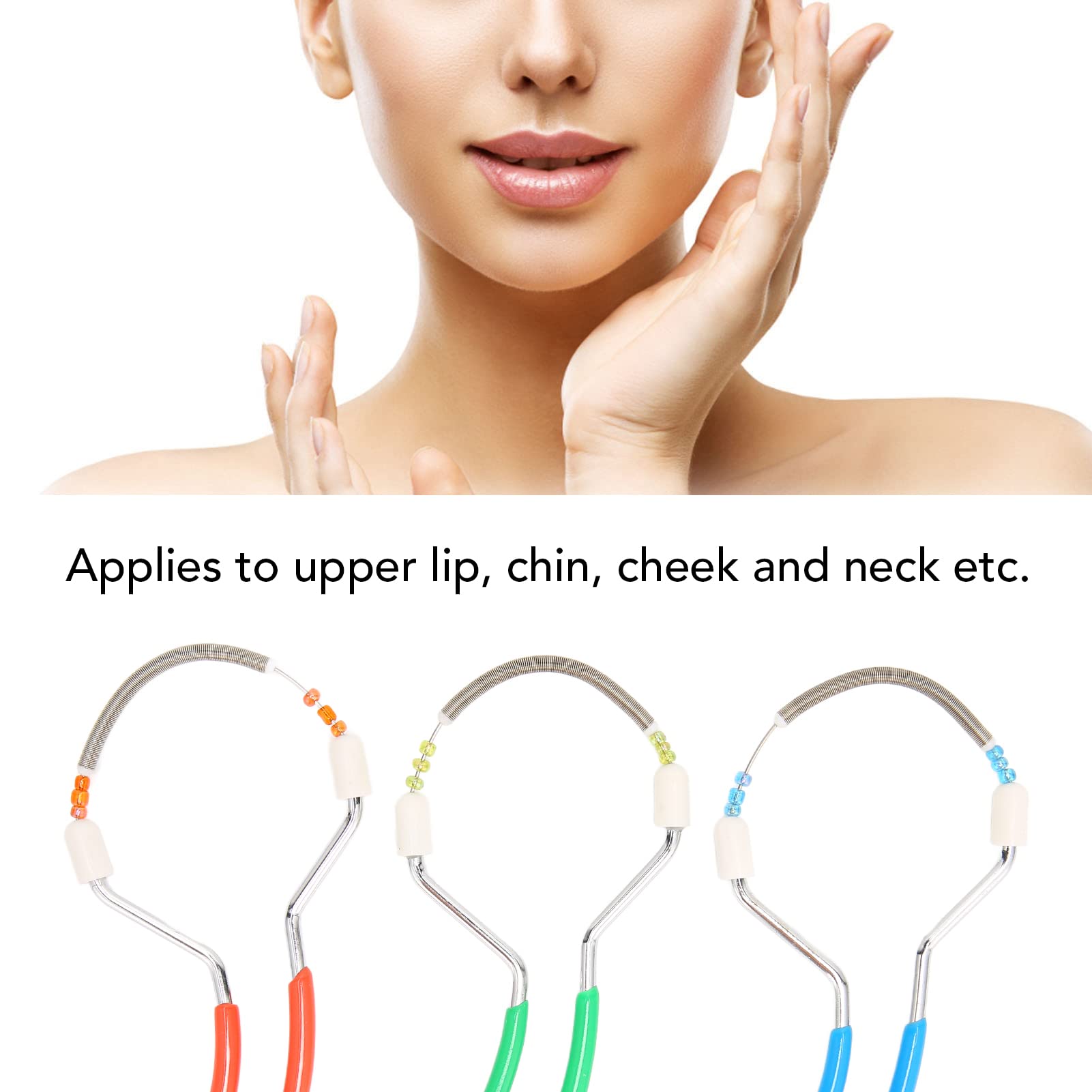 3-Pack Spring Facial Hair Remover for Women - Painless Upper Lip & Face Hair Removal Tool | At-Home Threading Epilator for Smooth Skin - Perfect for Eyebrow Shaping & Facial Hair Maintenance