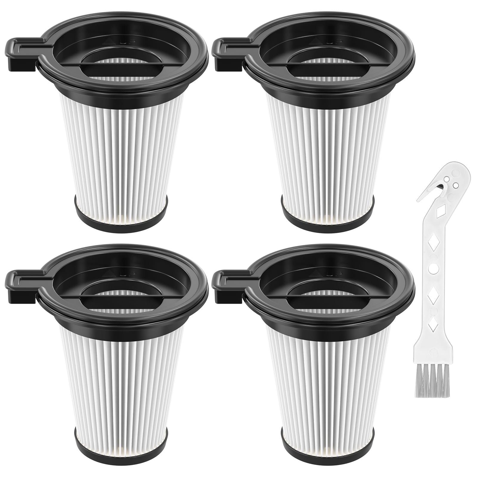 4 Pack Replacement HEPA Filters for Wyze Cordless Vacuum Cleaner - Washable & Removable Vacuum Accessories with Cleaning Brush - Perfect for Home, Car, Pet Hair Cleaning