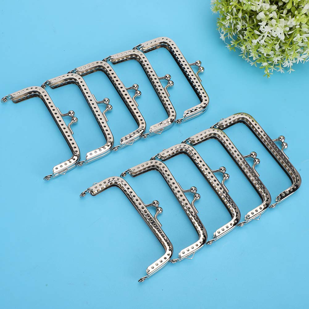 Jeanoko 10pcs 8.5cm Square Metal Purse Frames - Vintage Kiss Clasp Locks for DIY Handbag Making, Sewing Craft Supplies (Perfect for Retro Purses, Clutches & Tote Bags)