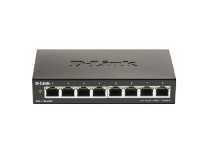 D-Link DGS-1100-08V2 8-Port Gigabit Ethernet Lite Easy Smart Switch for Home Office & Small Business Networking | Fast Reliable Connectivity for Computers, Printers & IoT Devices