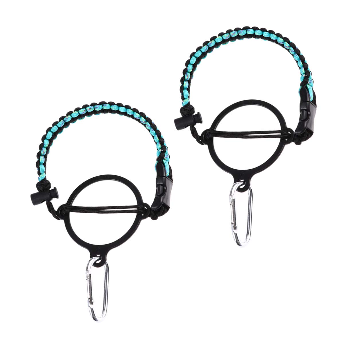 Cabilock 2-Pack Black Paracord Water Bottle Carrier with Safety Ring & Carabiner - Durable Survival Strap for Hiking, Camping, Gym & Outdoor Activities