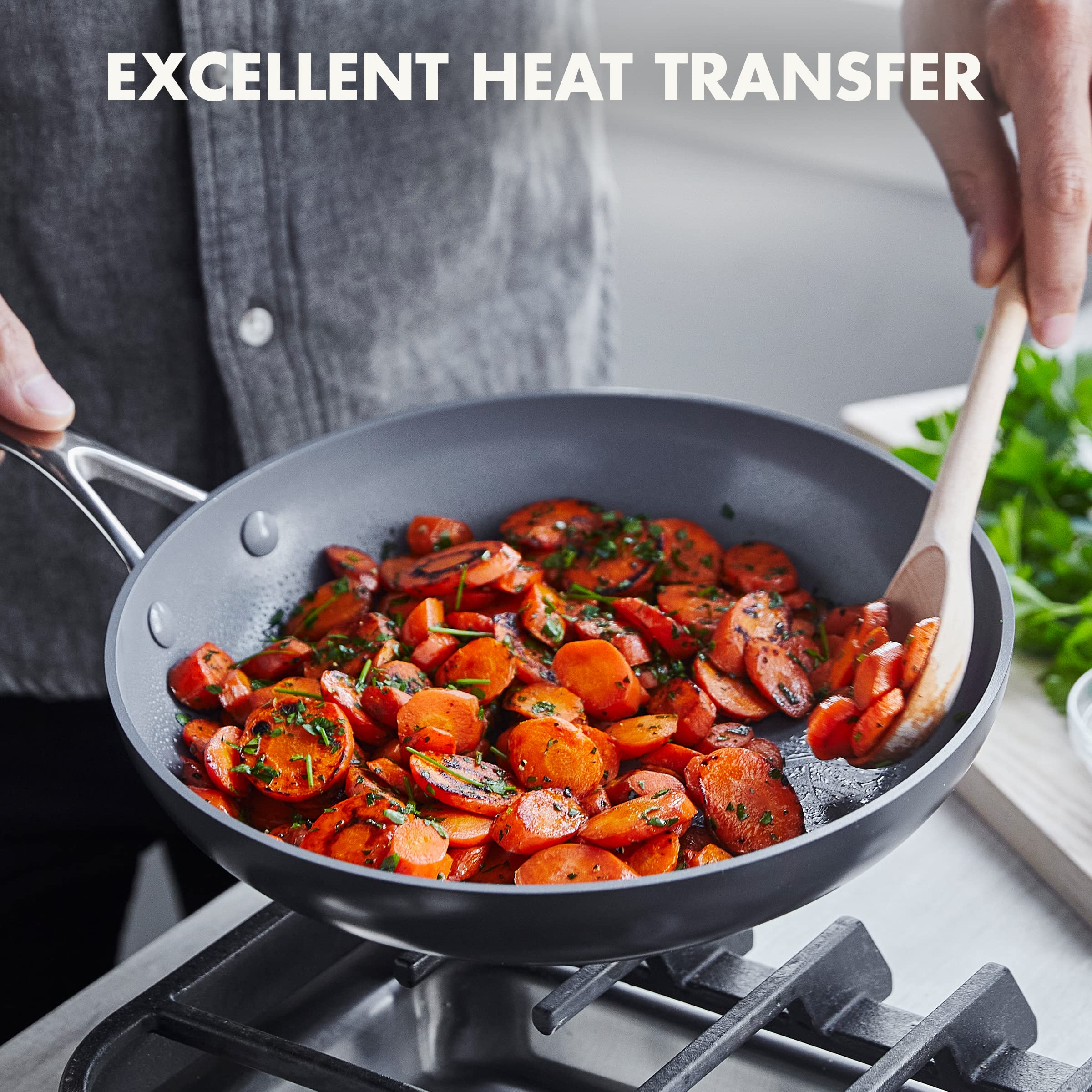 GreenPan Valencia Pro 10-Inch Nonstick Skillet with Lid - PFOA & PFAS-Free Ceramic Coating, Hard Anodized Induction Cookware - Oven & Dishwasher Safe (600°F) - Perfect for Healthy Cooking, Frying & Baking - Ideal for Home Chefs & Family Meals