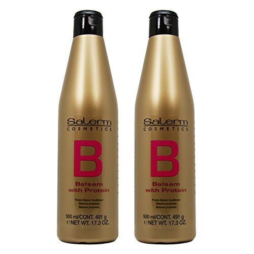 Salerm Balsam with Protein Conditioner 17.3oz (500ml) - Pack of 2 - Deep Hydrating Hair Treatment for Dry, Damaged & Frizzy Hair - Perfect for Salon Quality Results at Home