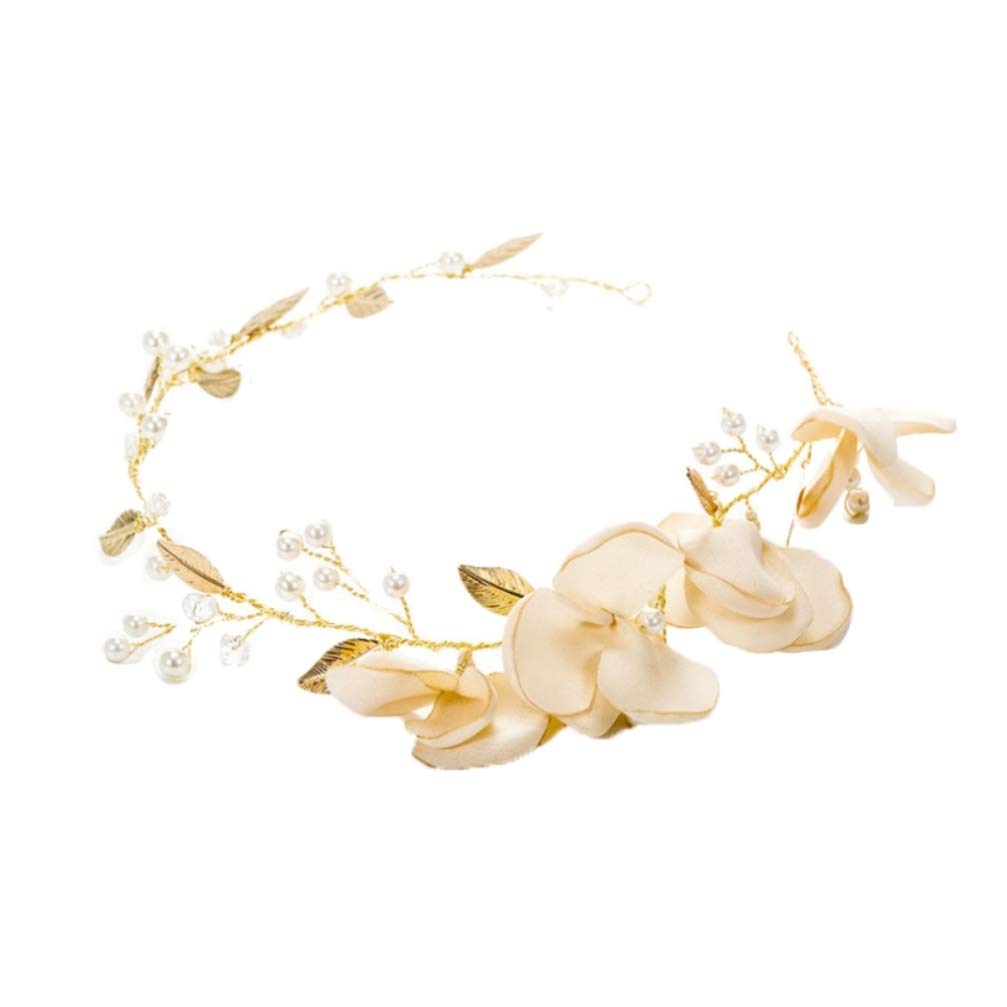 Beaupretty Pearl Floral Wedding Tiara Headband - Elegant Bridal Hair Vine with Leaf Design for Women, Bridesmaids, and Flower Girls - Perfect for Weddings, Prom, and Special Occasions