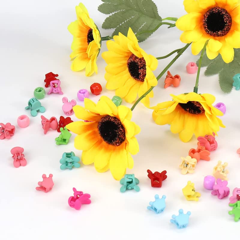 Staila 50PCS Mini Hair Claw Clips for Baby Girls - Flower Hair Barrettes for Kids, Teens & School Girls (50 Count) - Perfect for School, Parties & Everyday Hairstyles