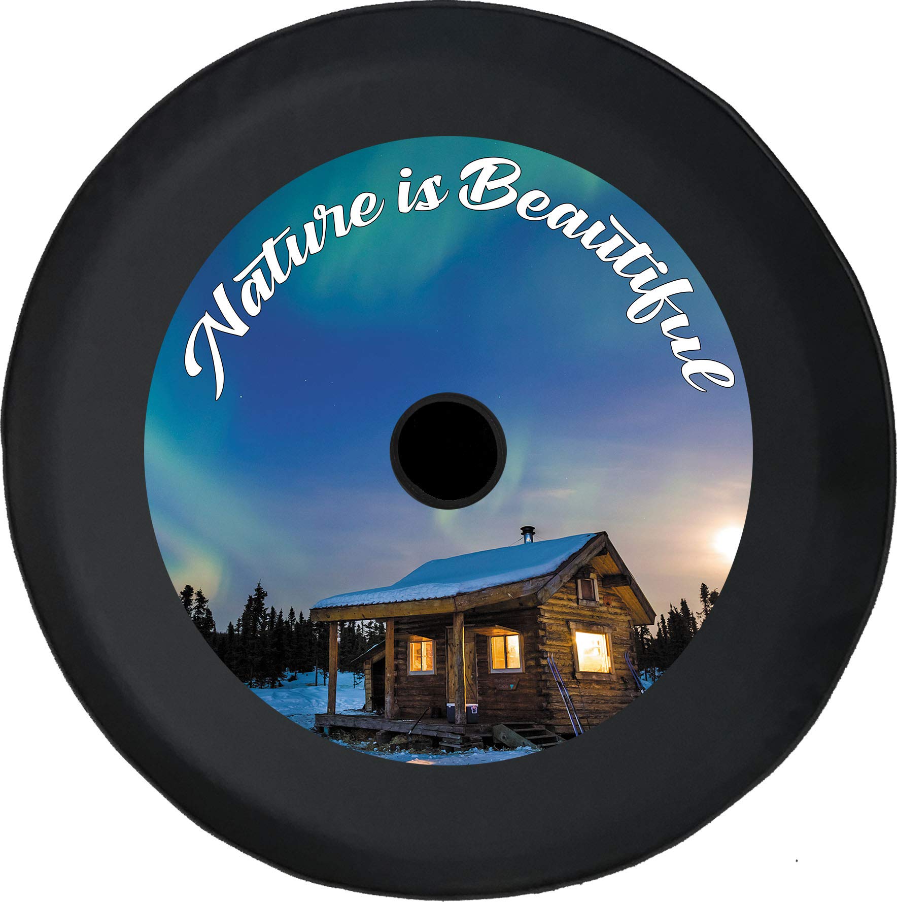 33 Inch Black Trailer Tire Cover with Backup Camera Hole - Durable Tire Accessories for Trucks, SUVs, RVs & Campers | Weatherproof Protection for Outdoor Travel & Camping Adventures