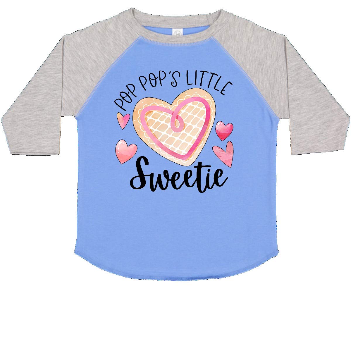 Inktastic Pop Pop's Little Sweetie Pink Heart Cookie Toddler T-Shirt - Cute Baby Girl Outfit for Grandparents Day, Family Photos & Casual Wear