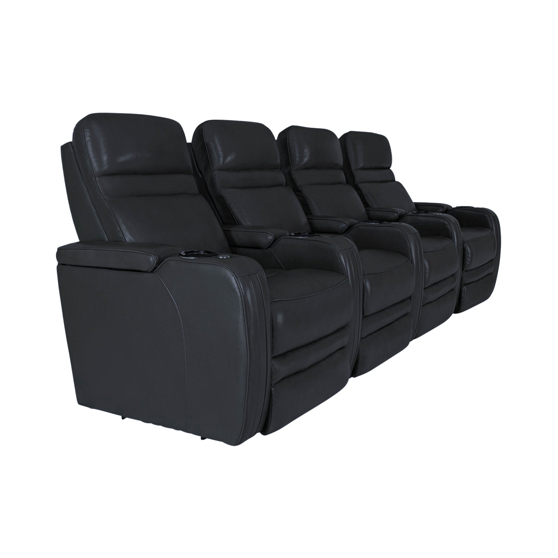 RowOne 4-Piece Recliner Set - Ultra Soft Fabric Sectional Sofa with Cup Holders and USB Ports | Perfect for Living Room, Home Theater, and Family Gatherings