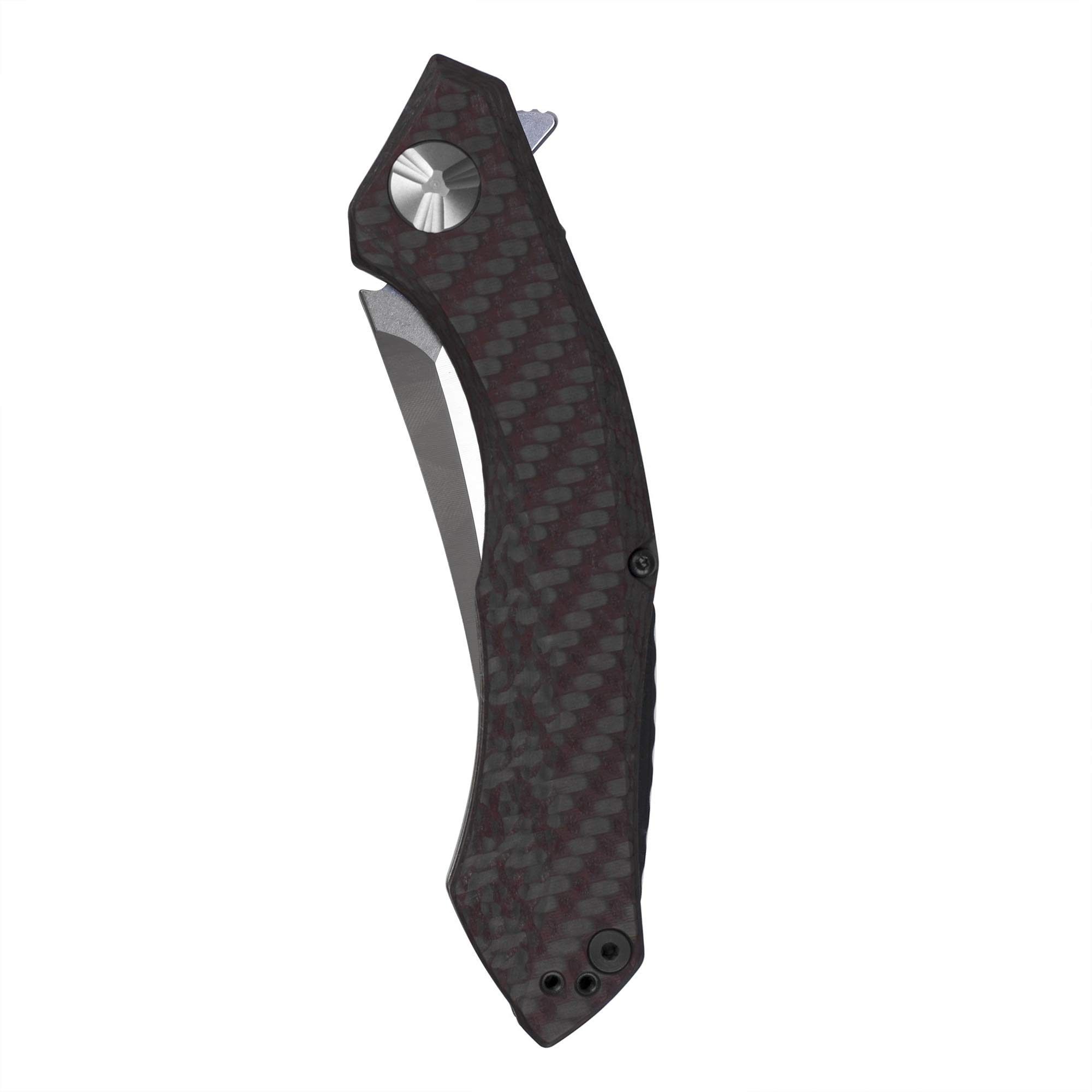 Zero Tolerance 0462 Sinkevich Pocket Knife - CPM 20CV Satin Blade, Red/Gray Carbon Fiber & Titanium Handle, KVT Manual Open, Reversible Pocket Clip (3.7 oz, 8.9