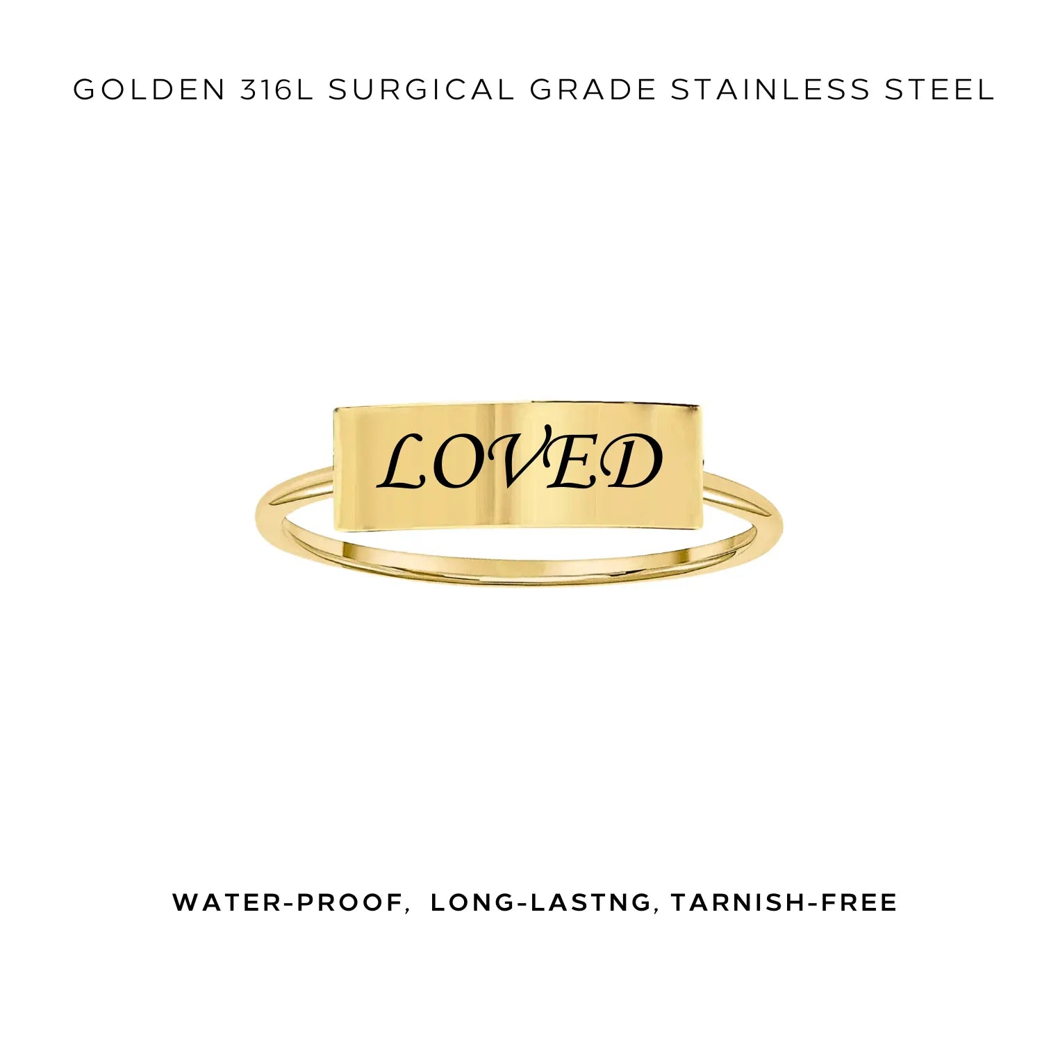 Personalized Engraved Rectangle Bar Ring - Custom Name & Date Jewelry Gift for Women & Men - Perfect for Anniversaries, Weddings & Special Occasions