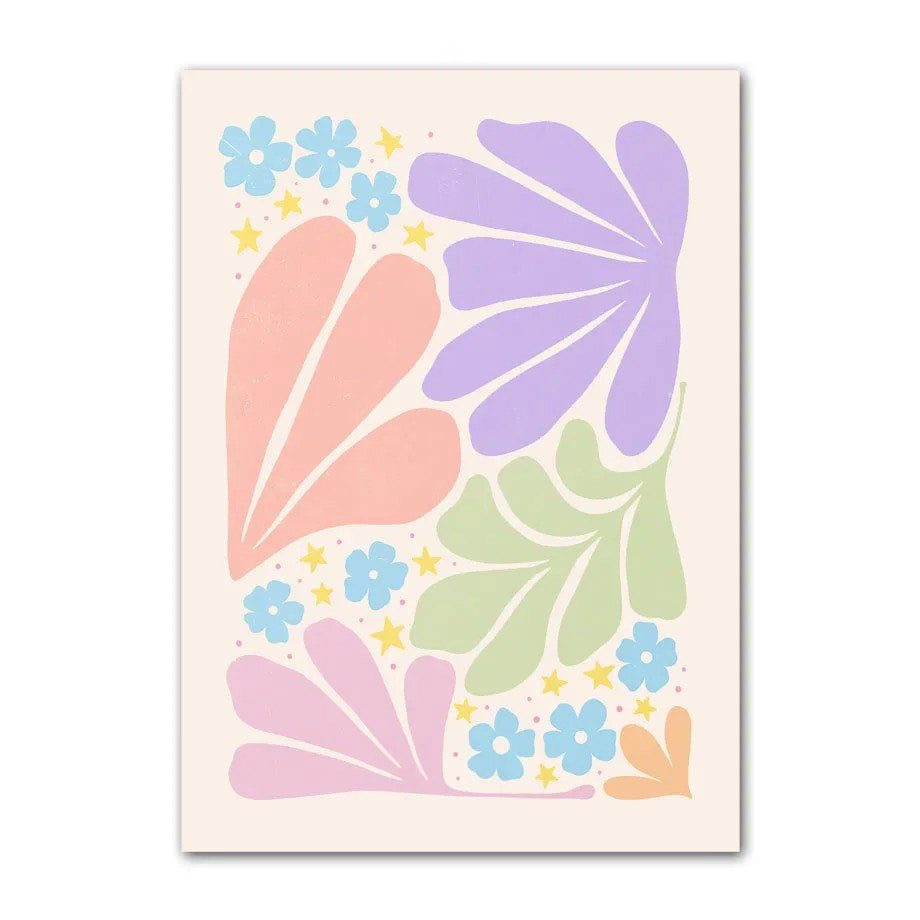 Minimalist Aesthetic Pastel Flowers Canvas Wall Art Posters - Perfect for Bedroom, Living Room & Office Decor