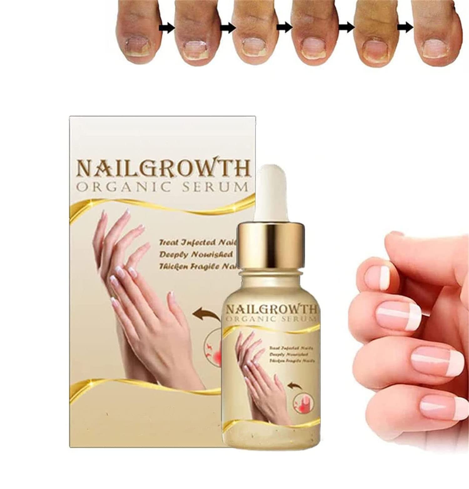 Organic Nail Growth & Strengthening Serum - Deep Healing Nail Repair Essence for Damaged Nails - Fast Results in 7 Days (3 Pack) - Perfect for Weak, Brittle Nails & Salon-Quality At-Home Care