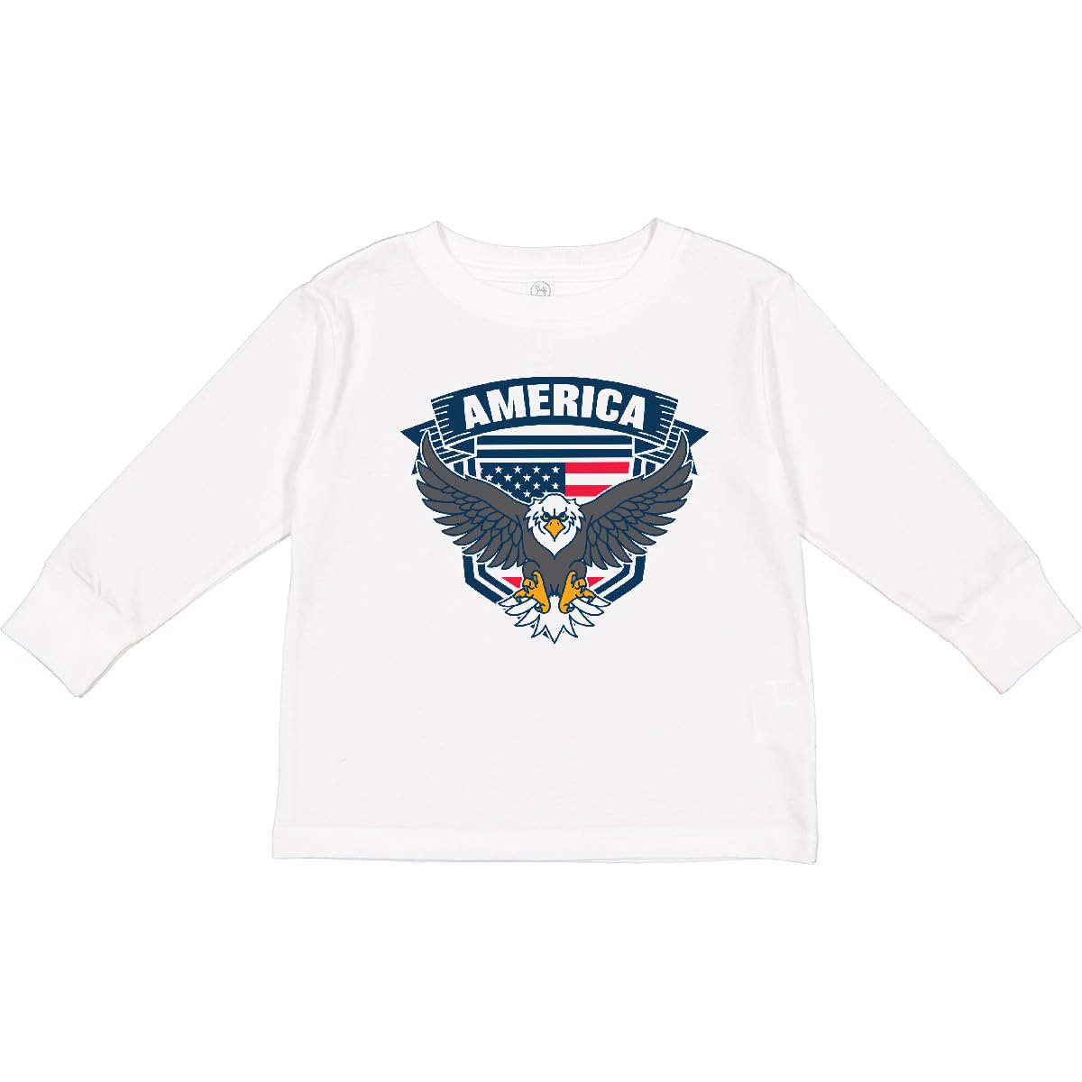 Inktastic America with Eagle Shield and Banner Toddler Long Sleeve T-Shirt - Patriotic Kids Shirt for Independence Day, Memorial Day & Everyday Wear