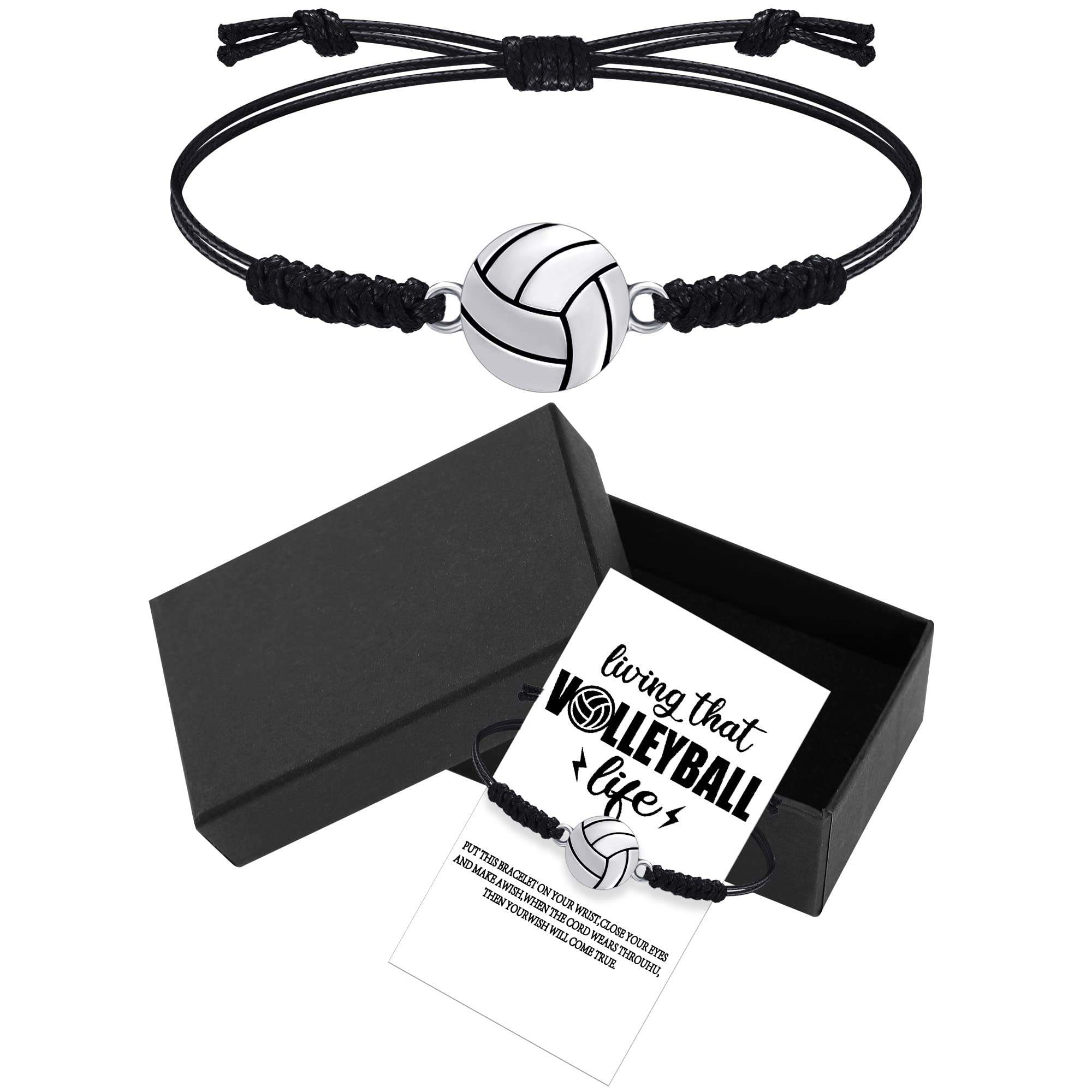 WILLBOND Adjustable Basketball Charm Bracelet - Sports Fan Woven Jewelry for Men & Women - Perfect Basketball Volleyball Gifts with Cardboard Box - Ideal for Games, Parties, and Fan Accessories