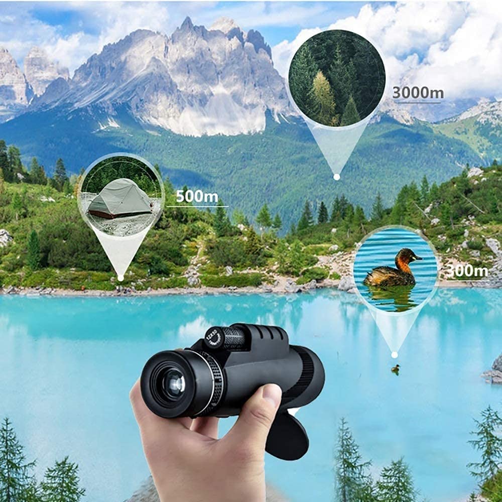 **High Definition Portable Monocular Telescope for Adults & Kids - Lightweight, Low Light Vision, Outdoor Travel, Bird Watching, Camping, Hiking, and Stargazing**