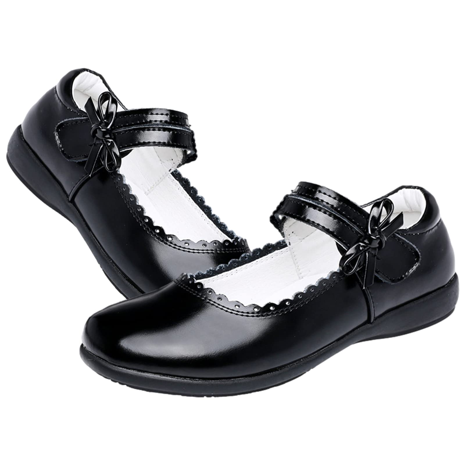 Rismart Girls Mary Jane Flats - Lace-Up Princess School Shoes for Back to School, Parties & Special Occasions | Comfortable & Stylish Dress Shoes for Toddler & Little Girls