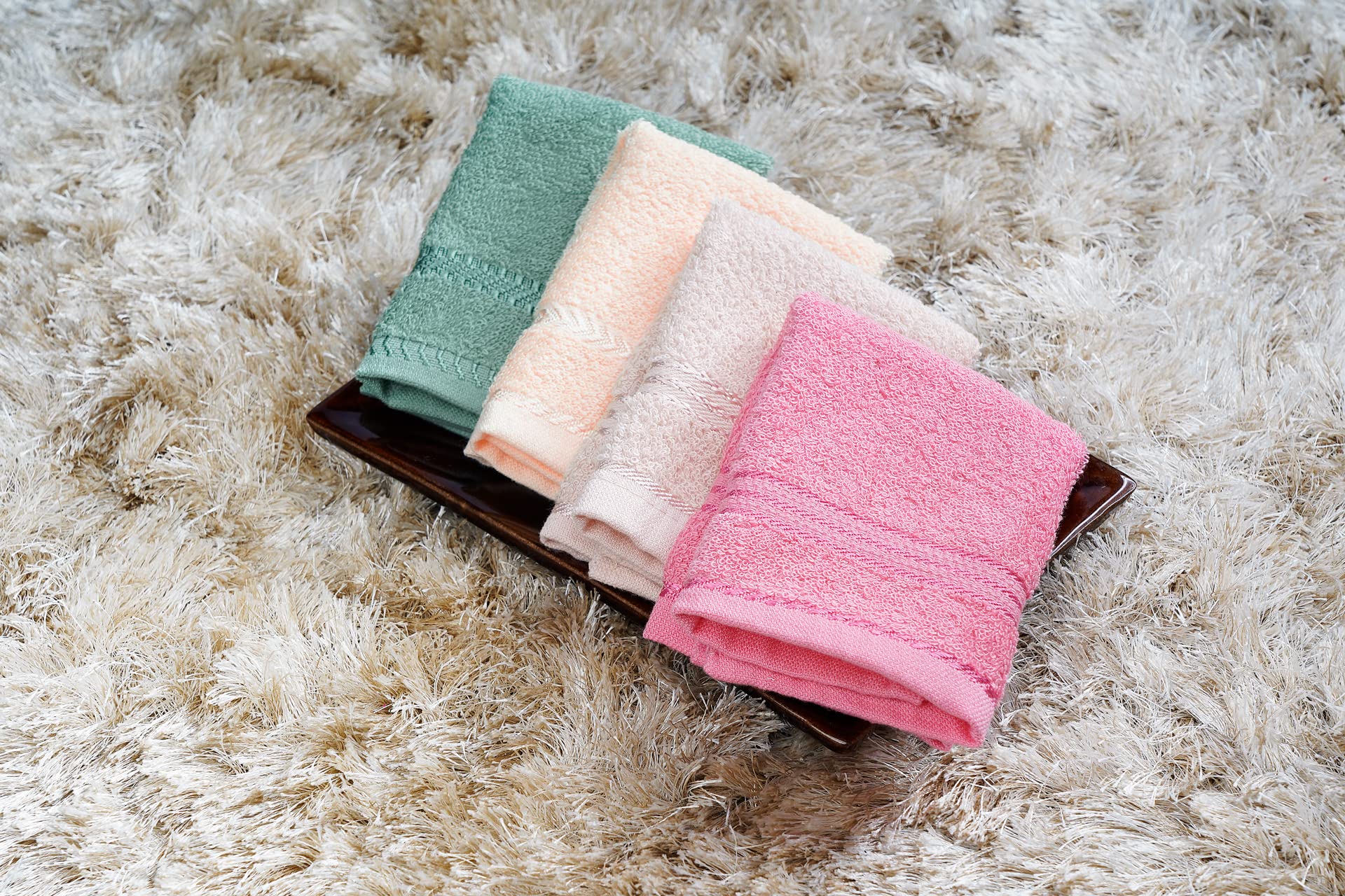 GRGRASP Thread That Bind Relations 100% Cotton Face Towel Set of 12 Pcs, 300 GSM, 27x27 cm, Multi-Color, Perfect for Gym, Travel, and Spa