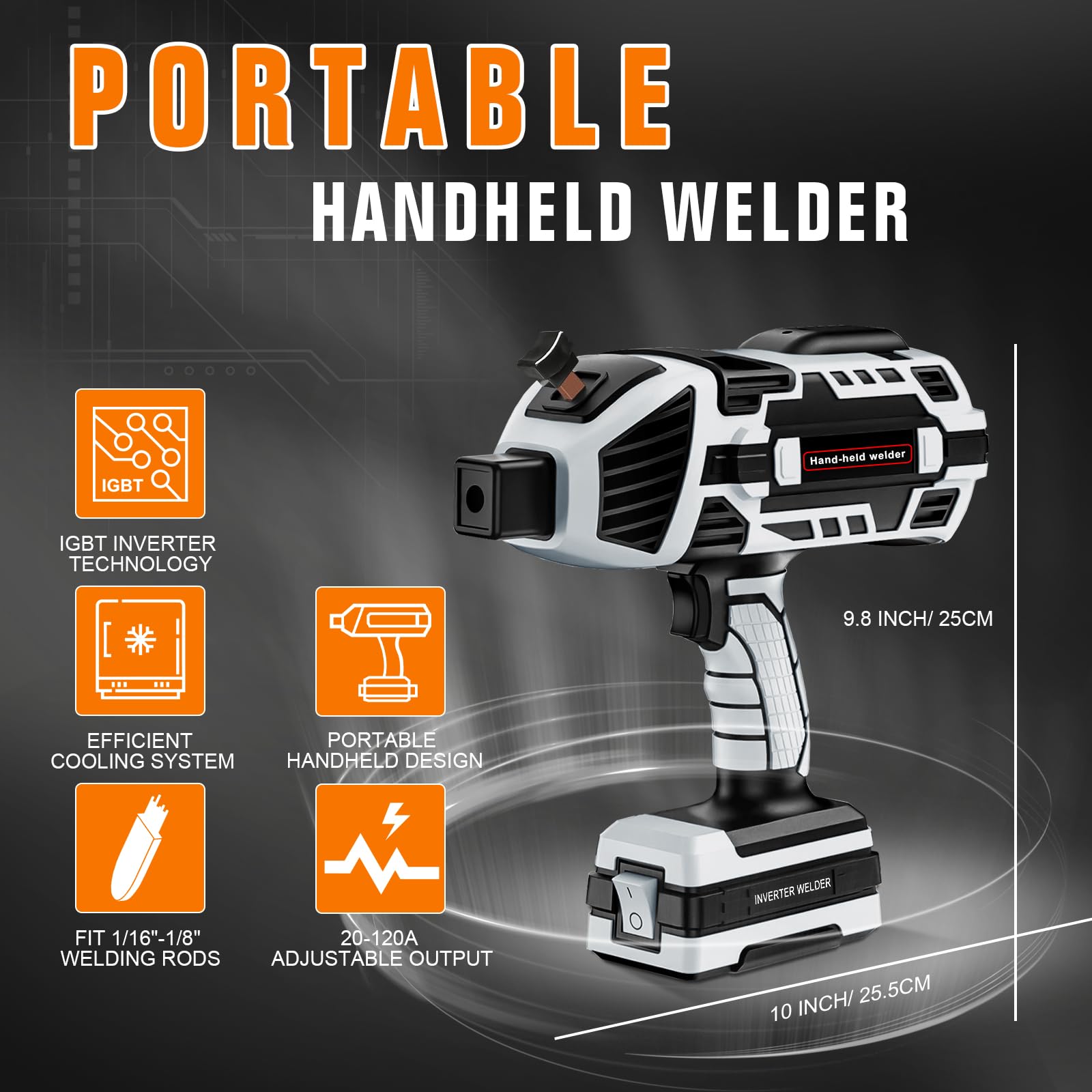 Portable 110V ARC Welder Machine - IGBT Inverter Stick Welding Gun with 6 Variable Current Settings, Handheld Welder for 1/16