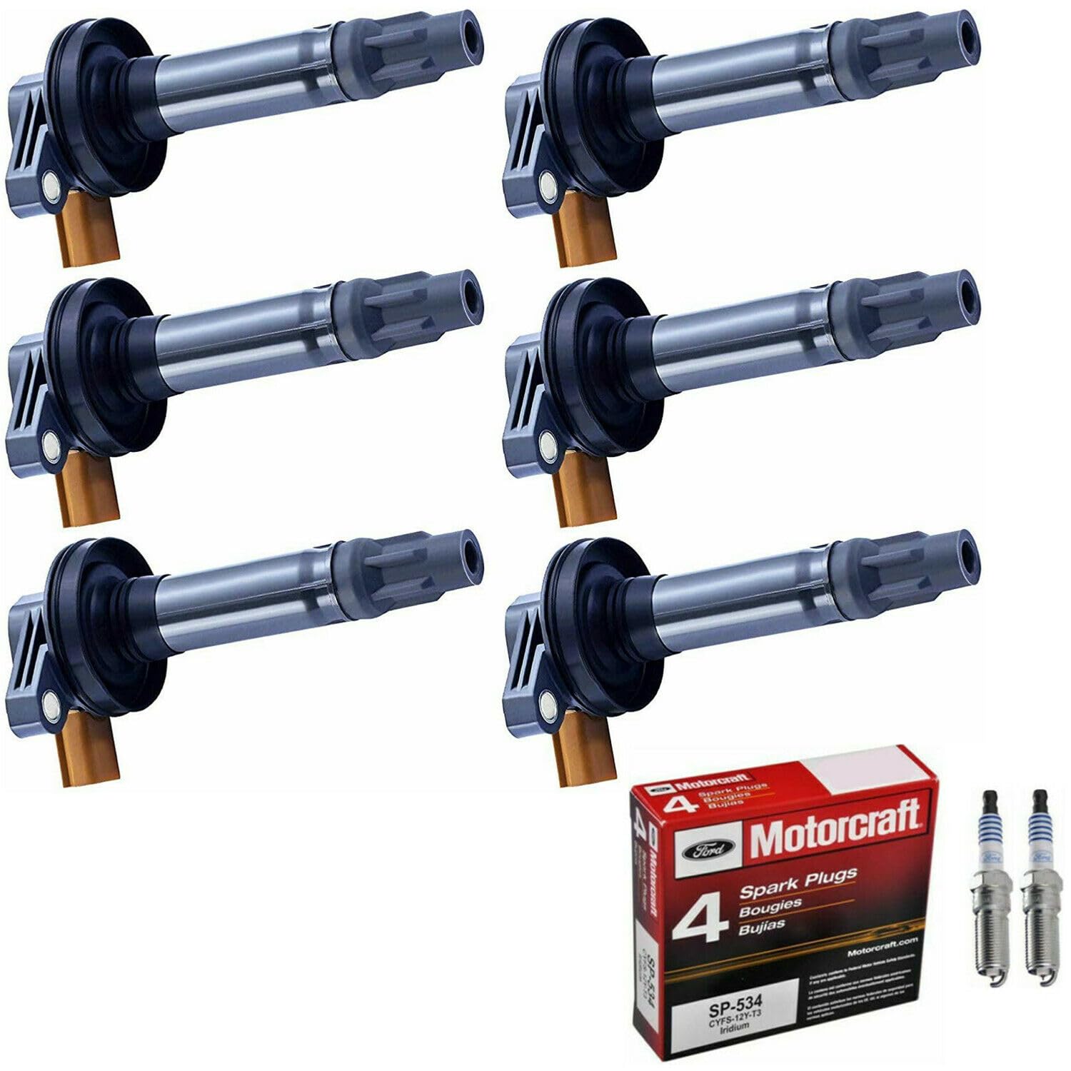 6-Pack MCK Ignition Coil & Motorcraft Iridium Spark Plugs Compatible with 2011-2017 Ford F-150, Expedition, Lincoln, Flex, Police Interceptor, Transit 3.5L V6 – Improve Engine Performance & Fuel Efficiency for Daily Driving & Towing