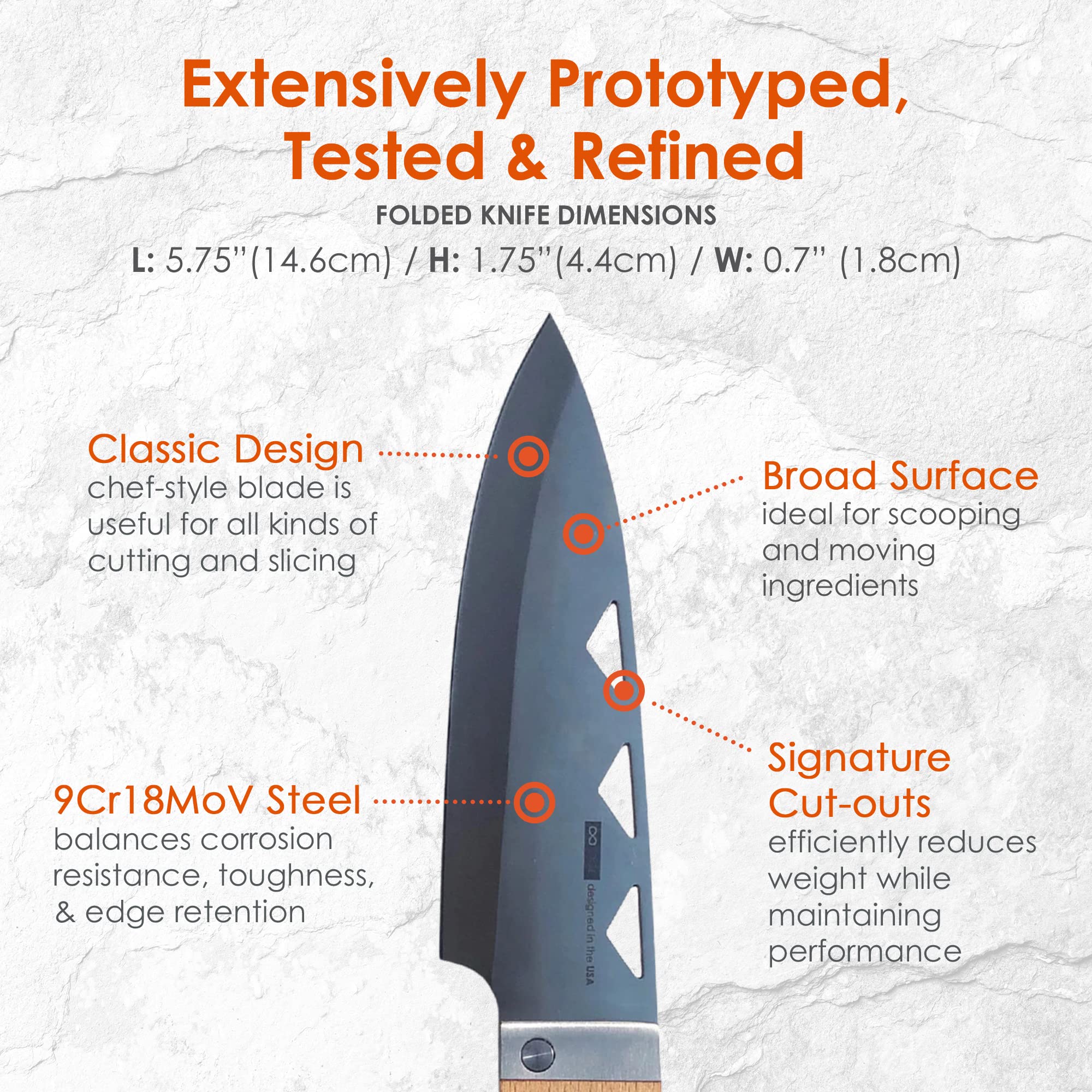 Premium nCamp Folding Chef Knife - 9CR18MOV Steel Blade with Wood Handle for Secure Grip | Western Utility & Outdoor Cooking Knife for Camping, Hiking & Kitchen Use