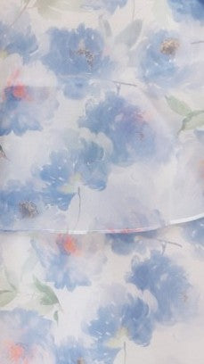 Kelli Maxi Dress for Women - White & Blue Floral Print Summer Beach Dress | Boho Chic Long Dress for Vacation, Party & Casual Wear
