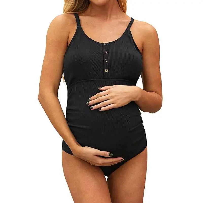 One Piece Maternity Swimsuit for Women - Striped Pregnancy Swimwear with Support | Perfect for Beach, Pool & Maternity Photoshoots