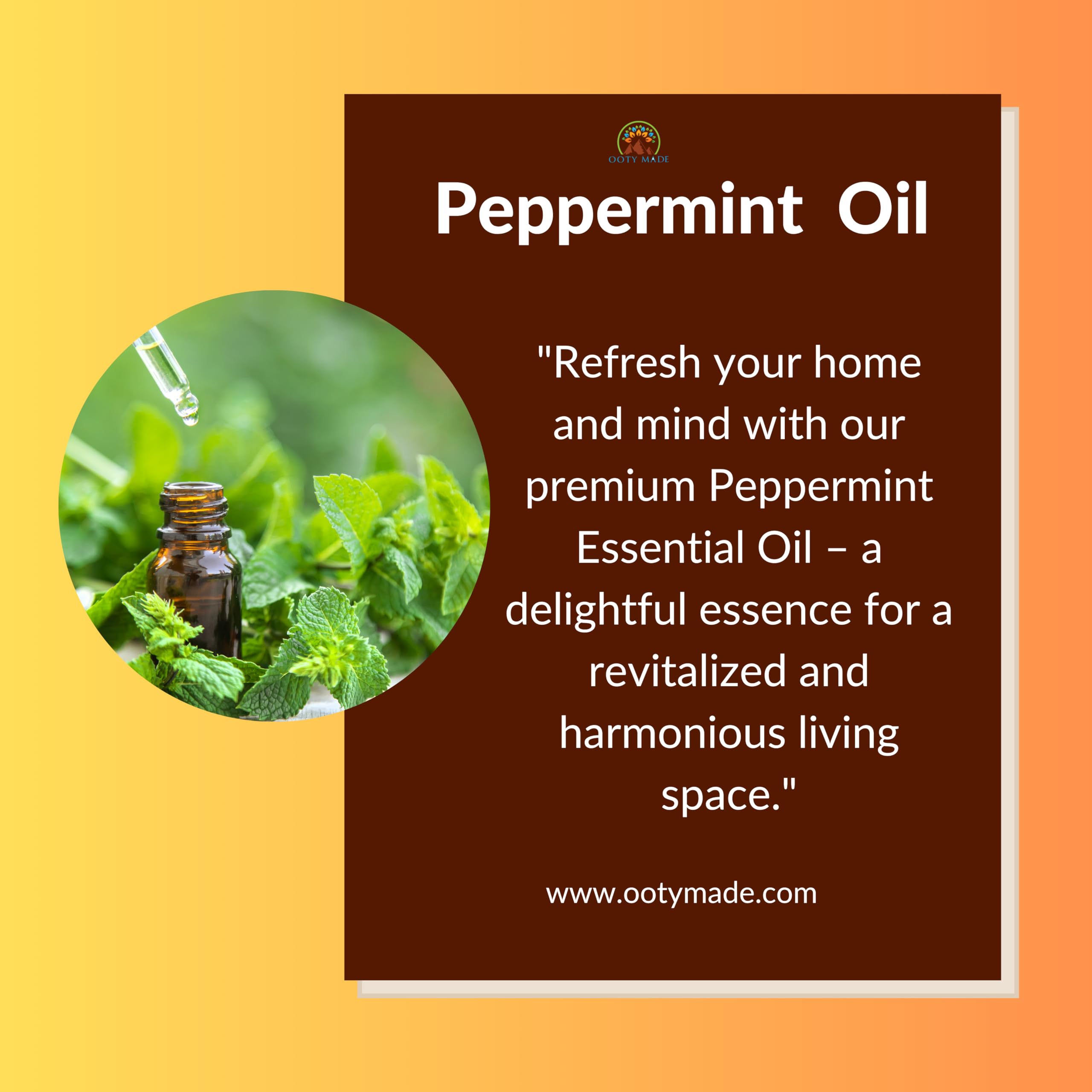 OotyMade.com Pure Nilgiris Peppermint Essential Oil – 10ml | Organic Hair Growth & Hair Fall Control | Skin Care & Aromatherapy | Natural Stress Relief | Perfect for Diffusers, Massage & DIY Beauty Products