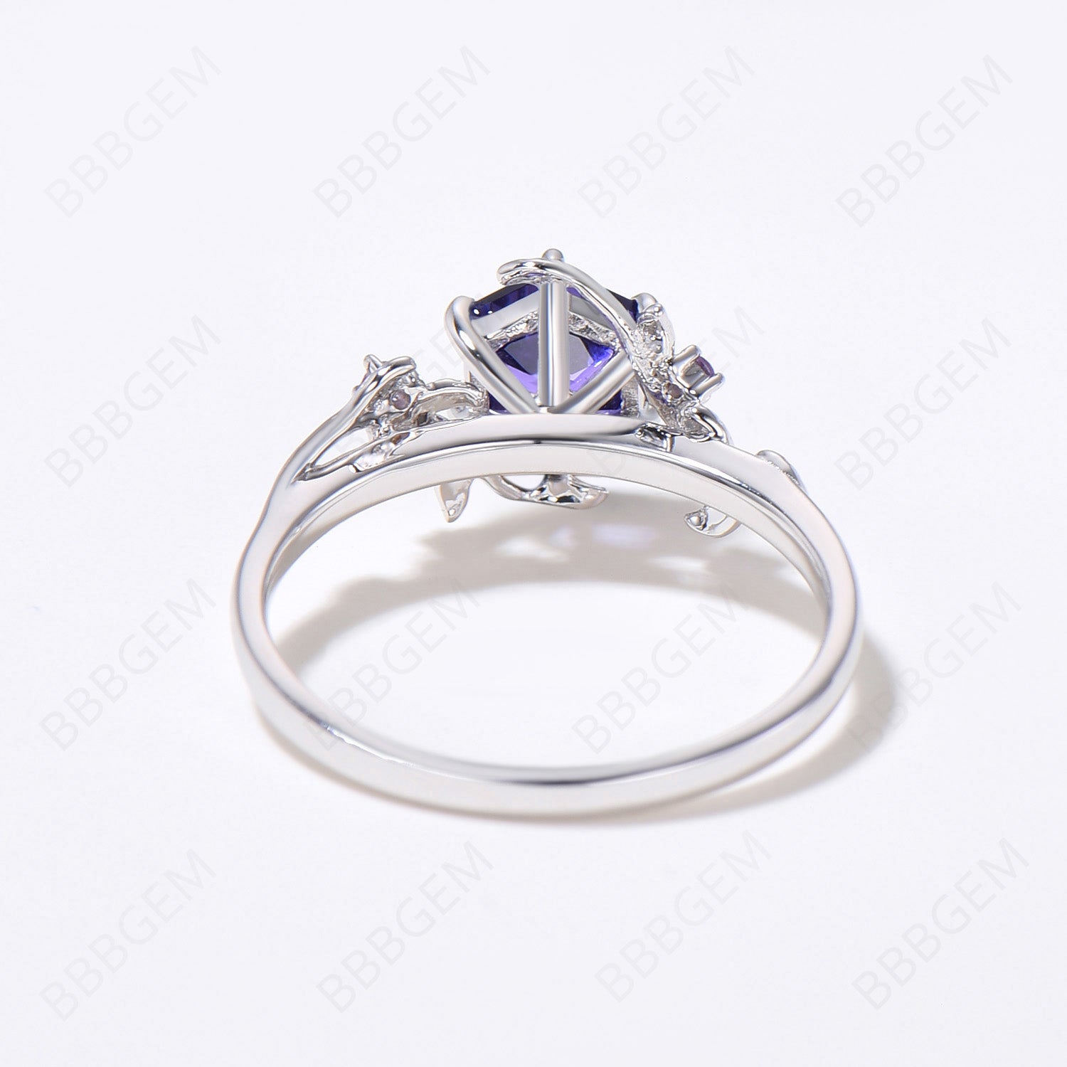 Natural Twig Leaf Purple Sapphire Engagement Ring - Vintage Inspired Wedding Band for Women, Perfect for Proposals, Anniversaries & Romantic Occasions