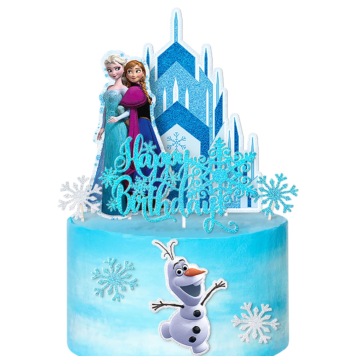 Frozen Ice Cake Topper Set - 8pcs Winter Birthday Cake Decorations for Kids | Perfect for Frozen Themed Parties, Baby Showers & Winter Wonderland Celebrations