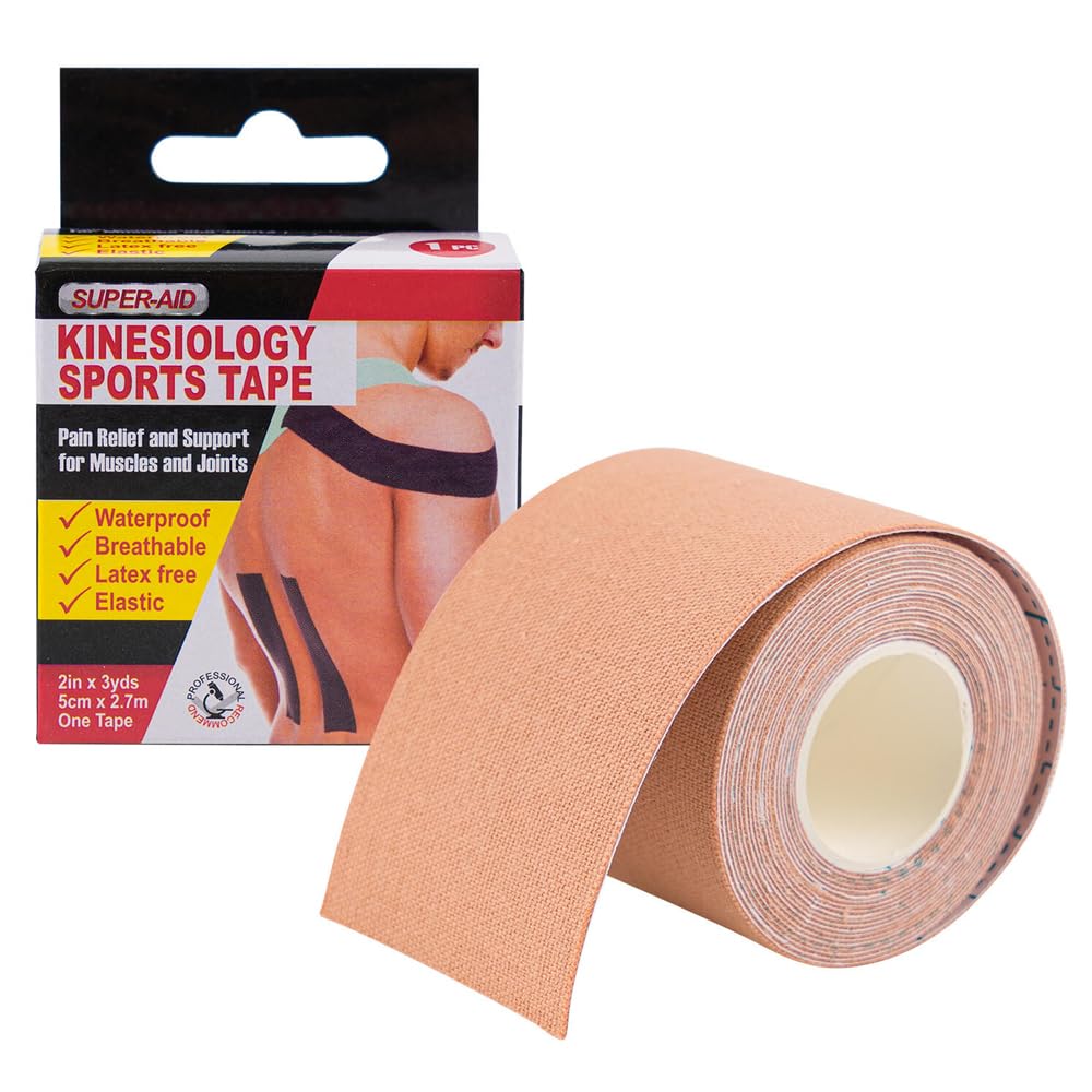 4 Rolls Kinesiology Tape (2 Yards Each) - Waterproof Sports Athletic Tape for Muscle Pain Relief, Joint Support & Injury Recovery - Stretchy, Skin-Friendly Adhesive Bandage - Ideal for Workouts, Running, Yoga & Physical Therapy (Set of 4)