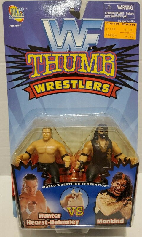 Vintage 1997 WWF Jakks Pacific Thumb Wrestlers - Hunter Hearst Helmsley vs Mankind Wrestling Action Figures | Collectible Wrestling Toys for Adults & Kids | Perfect for WWE Memorabilia Collections & Play Battles