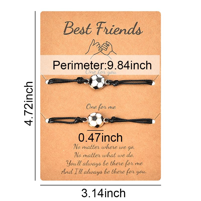 Best Friend Soccer Bracelet Gifts for Women & Men - Adjustable Football Friendship Bracelets for Boys & Girls - Perfect Birthday, Graduation, or Bestie Gifts - Matching Braided Bracelets for 2 - Ideal for Sports Events, Team Spirit, and Daily Wear