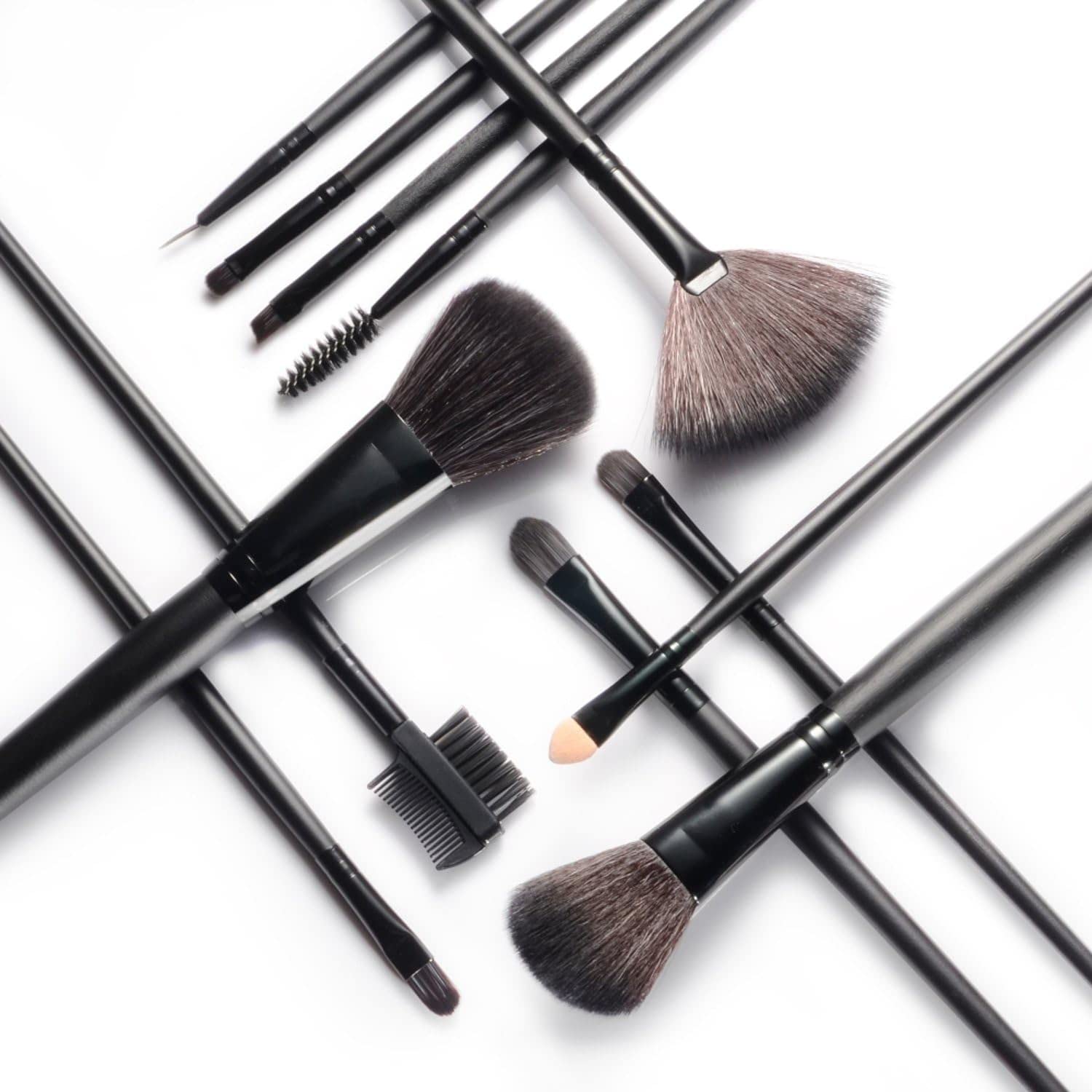 Sunaina 32-Piece Premium Makeup Brush Set with Leather Bag - Foundation, Eyeshadow, Blending & Powder Brushes for Professional Makeup Application - Perfect for Home, Travel & Salon Use (Black)