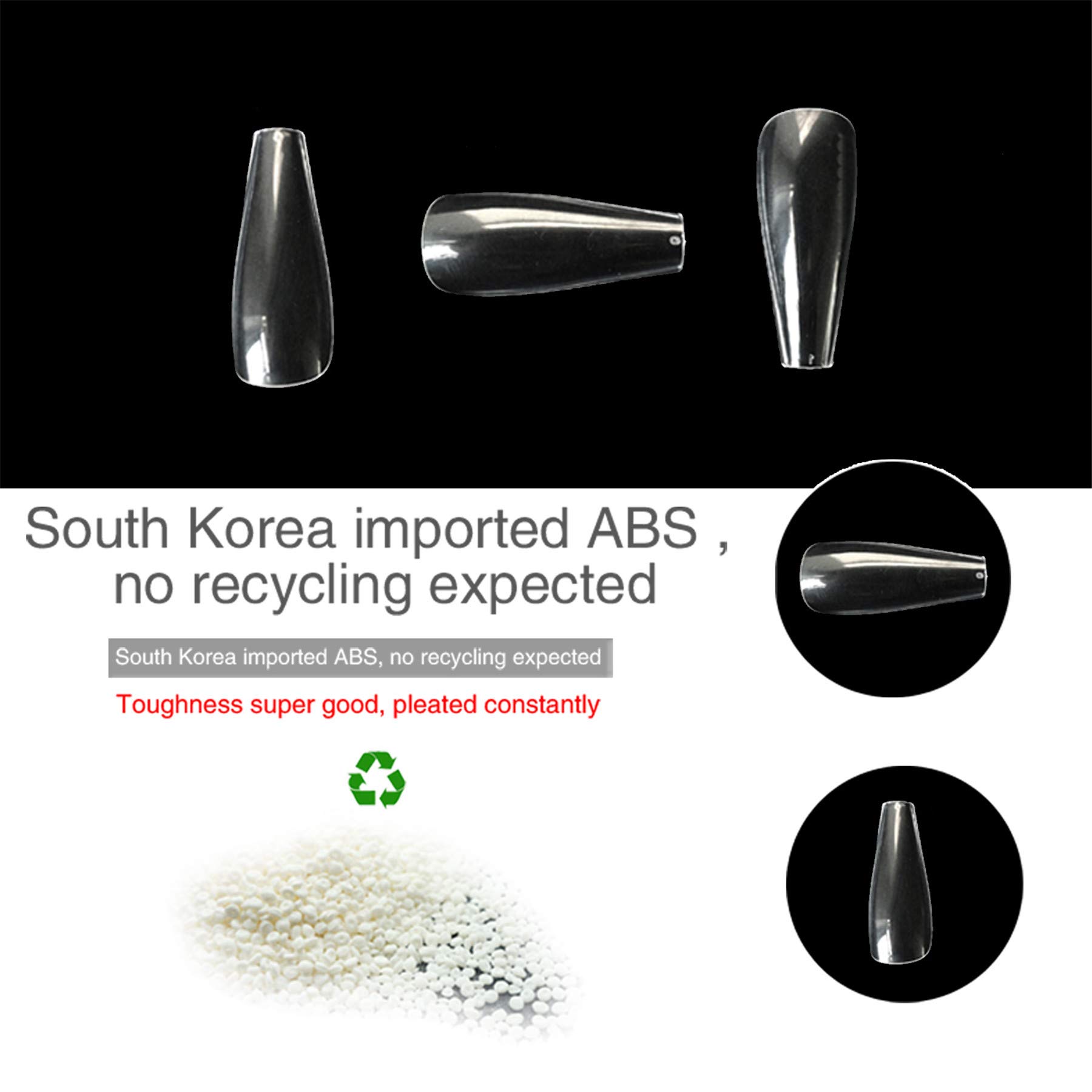 500pcs Clear Acrylic Ballerina Fake Nails - Full Coverage Coffin Artificial Nail Tips Extensions in 10 Sizes by VIVID STELLA | Perfect for Salon, Home Manicures, Parties & Special Occasions