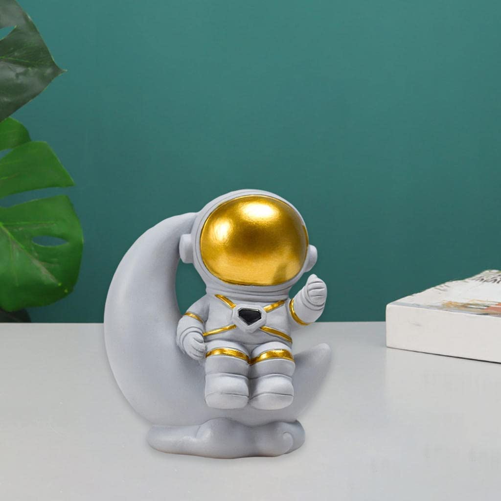 Modern Astronaut Sculpture - Resin Spaceman Statue Figurine for Desktop, Bedroom & Home Decor | Unique Gift for Space Enthusiasts | Perfect for Office Desk, Bookshelf & Nightstand Display