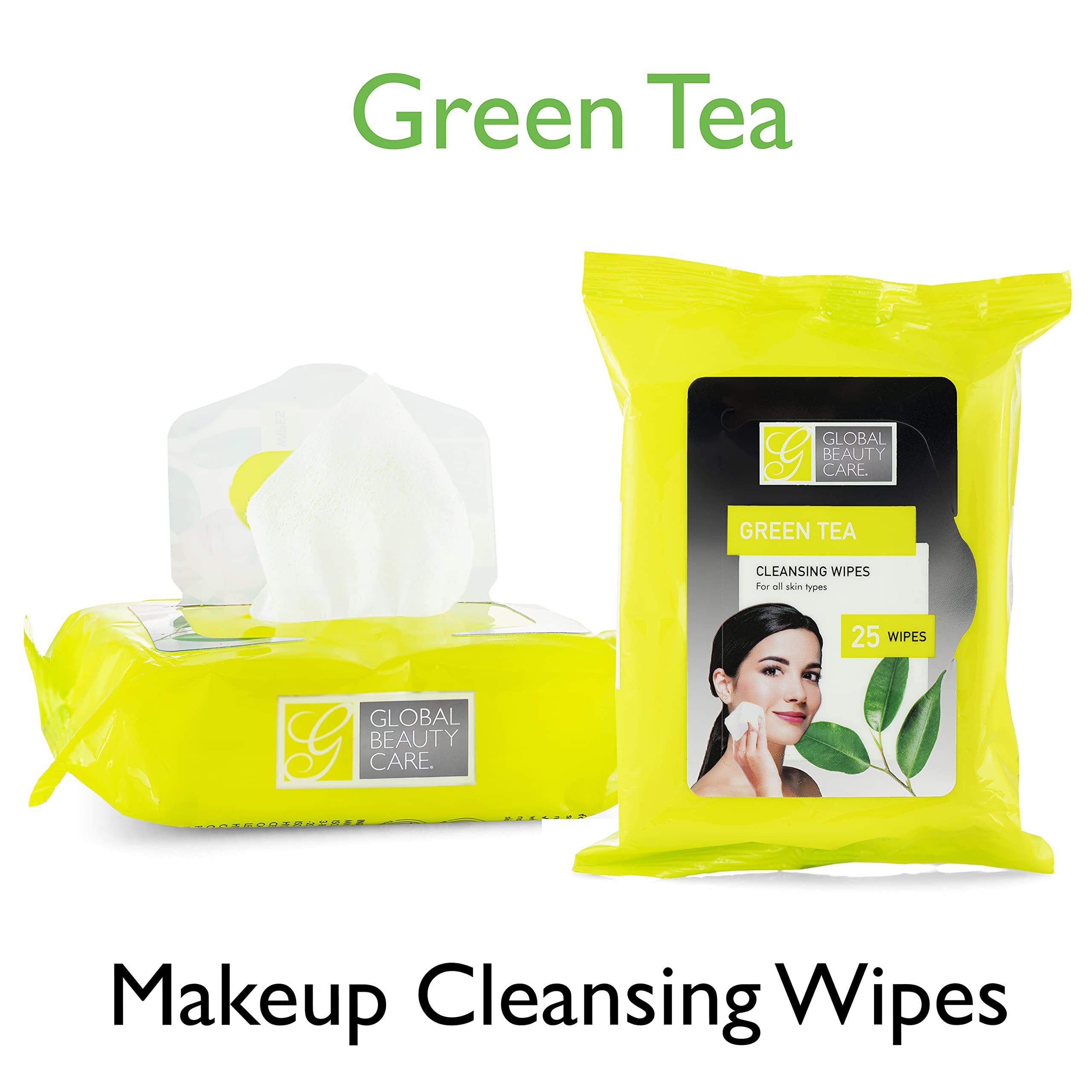 Premium Green Tea Cleansing Wipes - 100 Count (4-Pack) | Bulk Makeup Remover & Facial Cleansing Cloths | Travel-Friendly Toiletries | Ideal for Skincare Routine, Gym, & On-the-Go Beauty Care