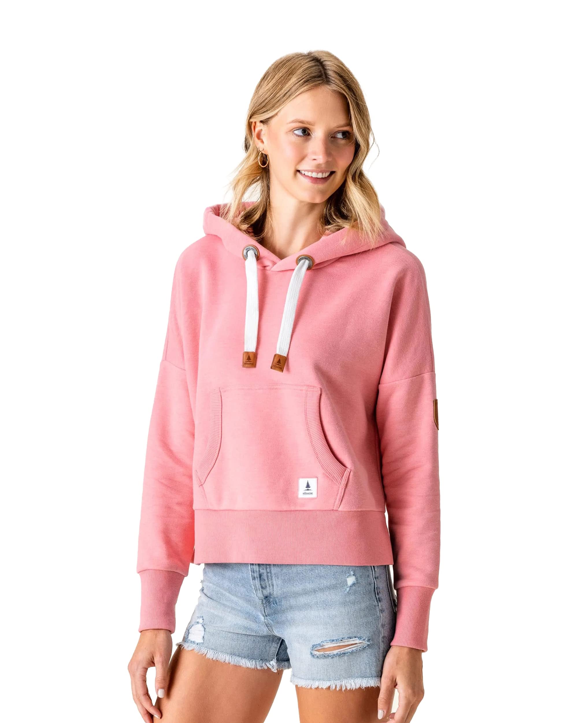 Wanakome Women's Cropped Pullover Hoodie - Soft Fleece, Lightweight & Comfortable for Yoga, Running & Casual Wear