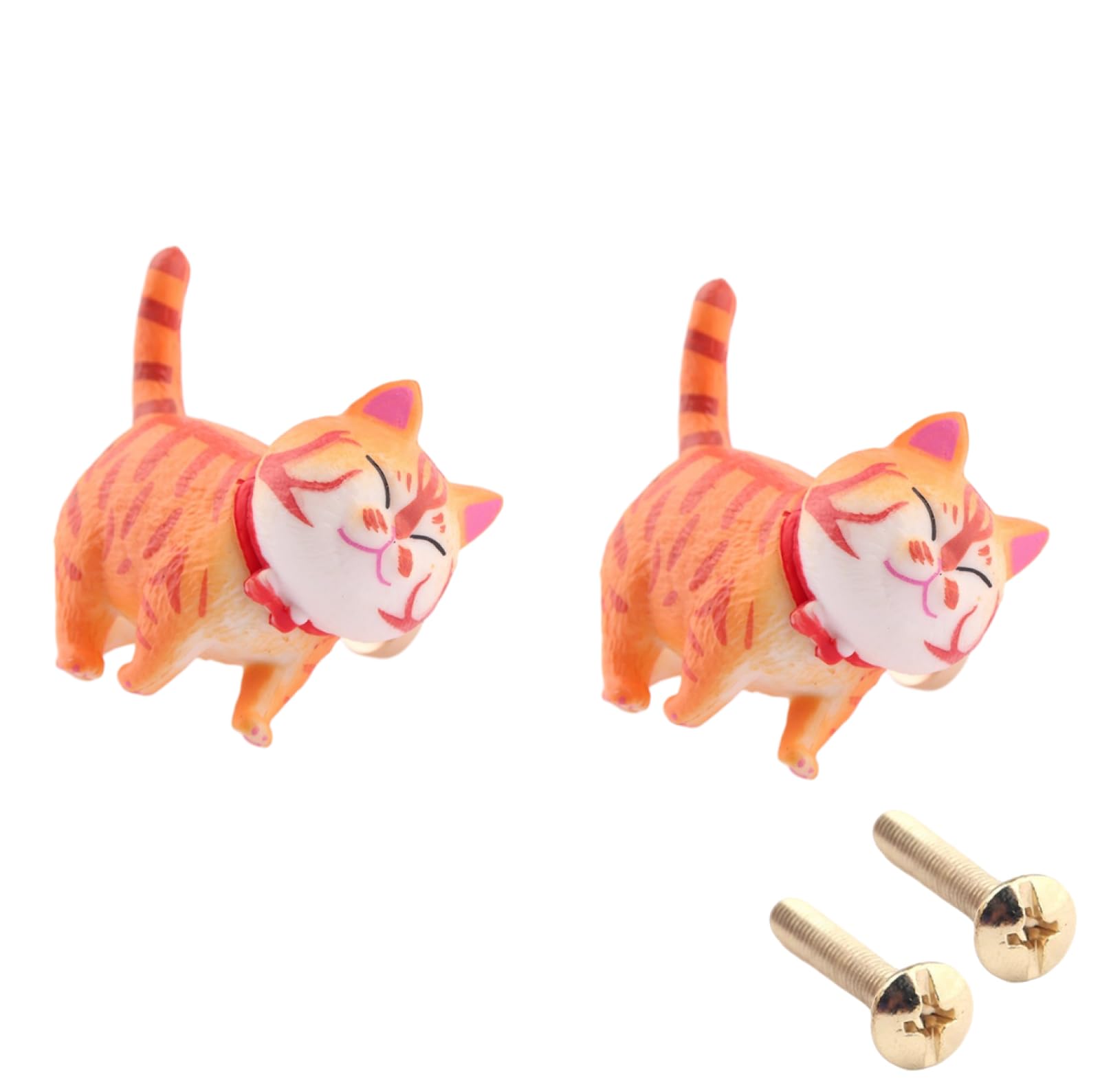 PILYON 2 Pack Brass Rotatable Cat Handle - Cute Cartoon Wardrobe & Drawer Knob - Tiger Cat Design for Closet, Cabinet & Furniture (Perfect for Kids' Room & Pet-Themed Decor)
