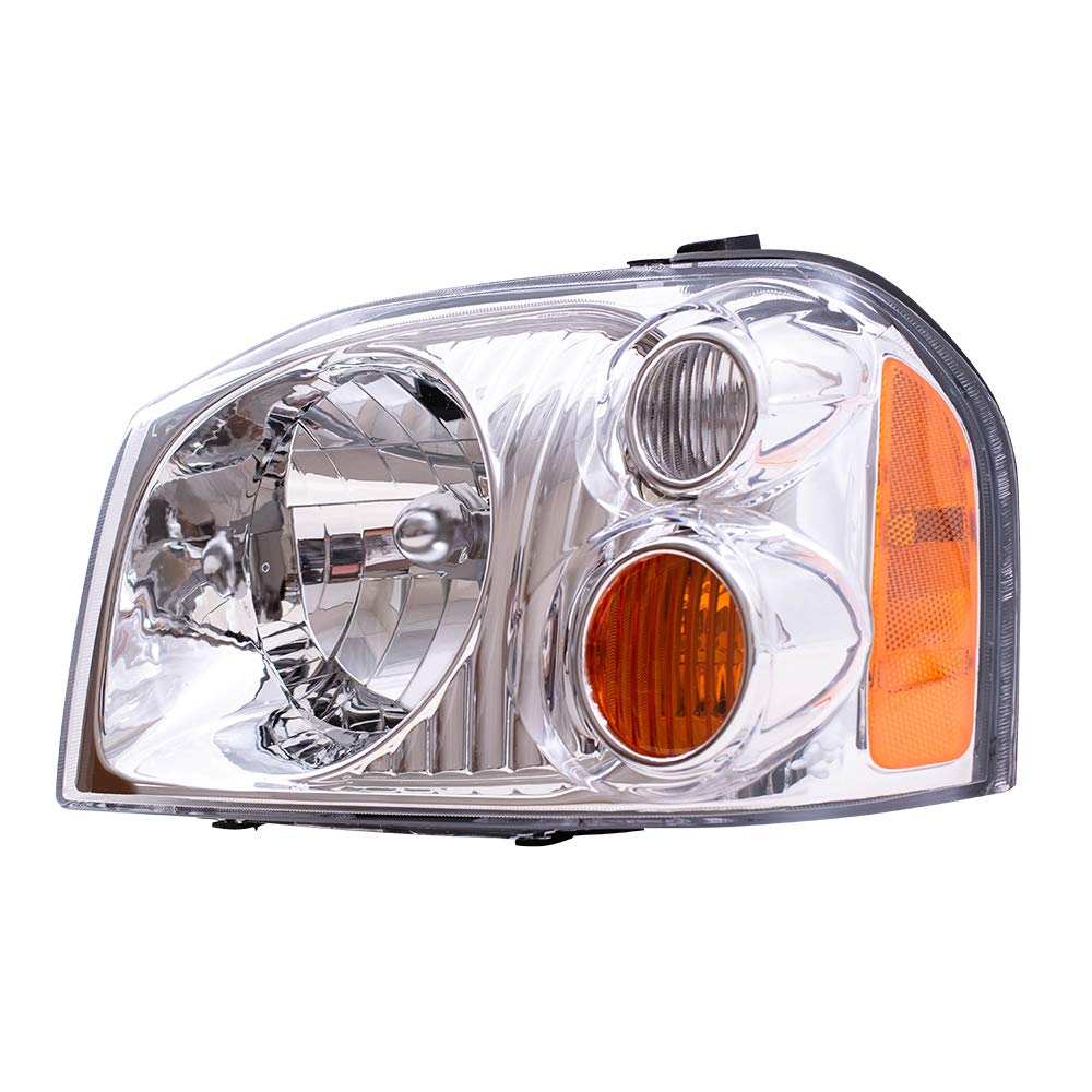 Replacement Headlights for 2001-2004 Nissan Frontier - Driver & Passenger Side with Chrome Bezel (Part# 260608Z325 & 260108Z325) | Durable Aftermarket Headlights for Improved Night Visibility & Off-Road Driving