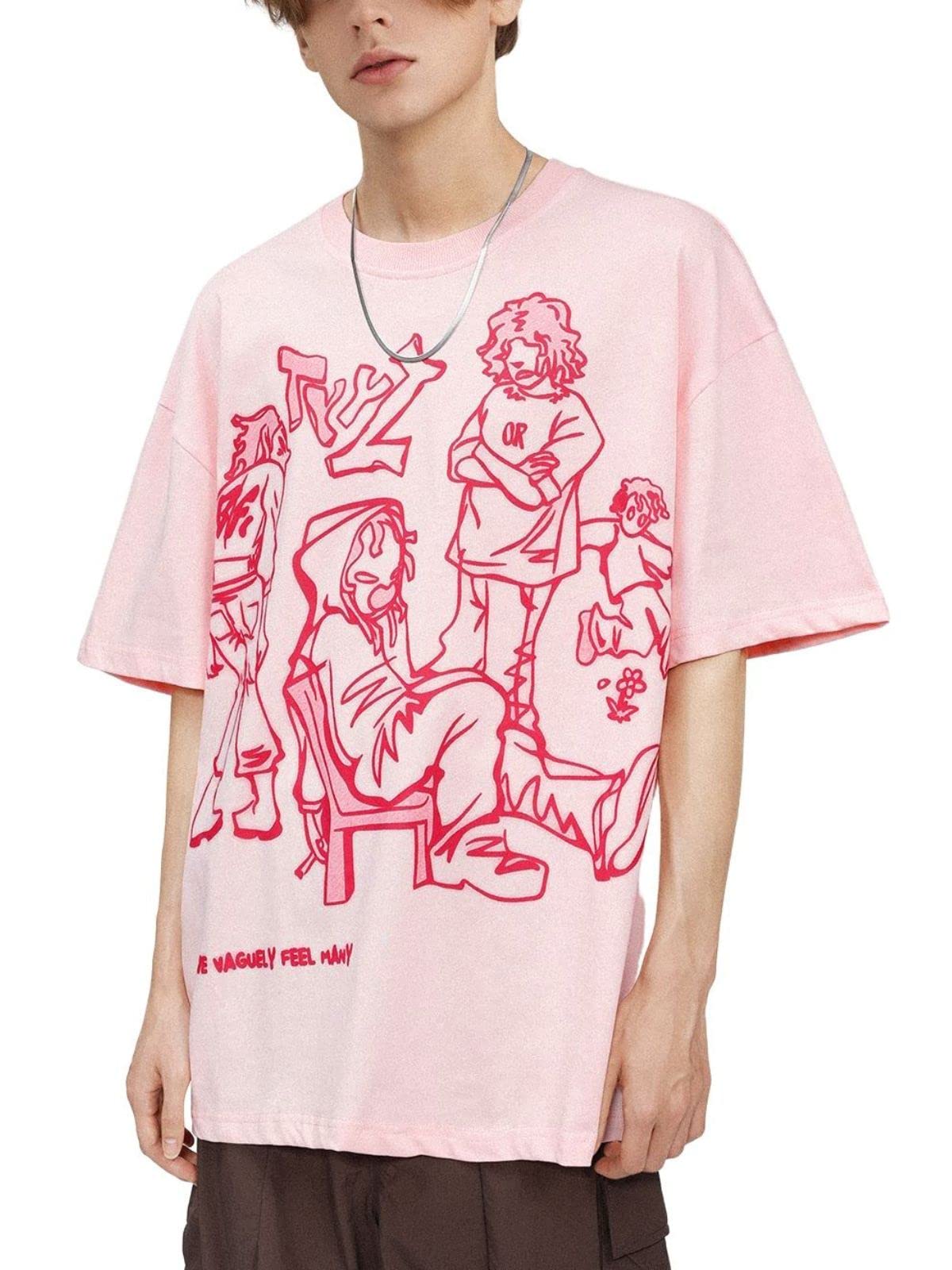 Y2K Cartoon Printed Oversized Graphic Tee - Aelfric Eden Vintage Unisex T-Shirt for Women & Men | Streetwear Aesthetic Fashion | Perfect for Casual Wear, Street Style & Retro Outfits